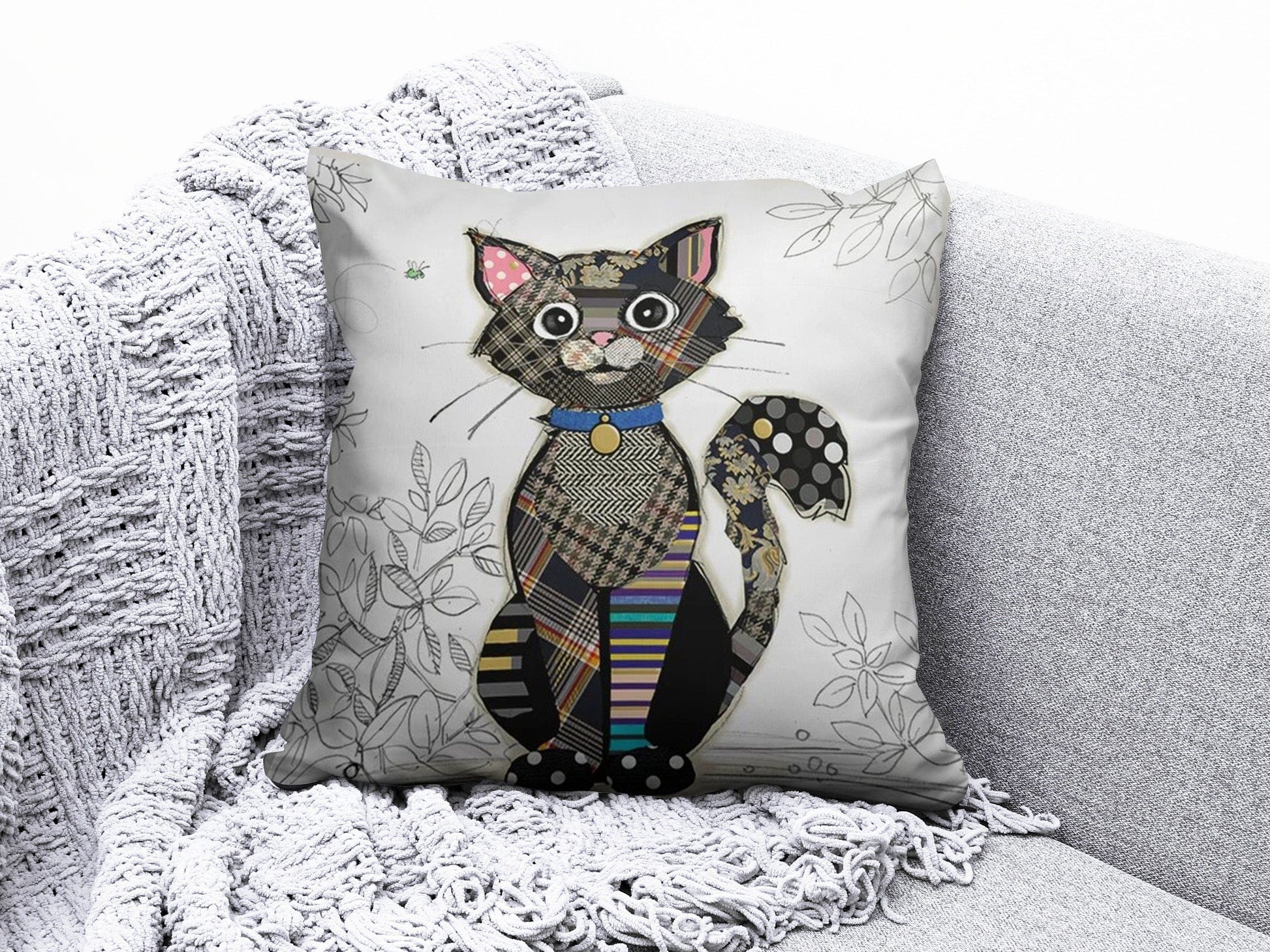 Onay 3 / 12 x 12 inch (30 x 30 cm) Noble Cat Colorful Cat and Cat Scatter Cushion Covers