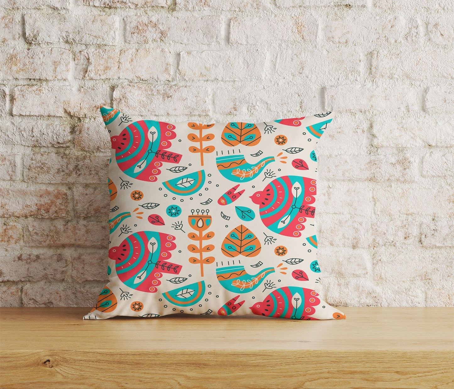 Onay Home Textile Cushion Covers 2 / 12 x 12 inch (30 x 30 cm) Double Side Nordic Abstraction Cushion Cover Ethnic Bird Pattern Throw