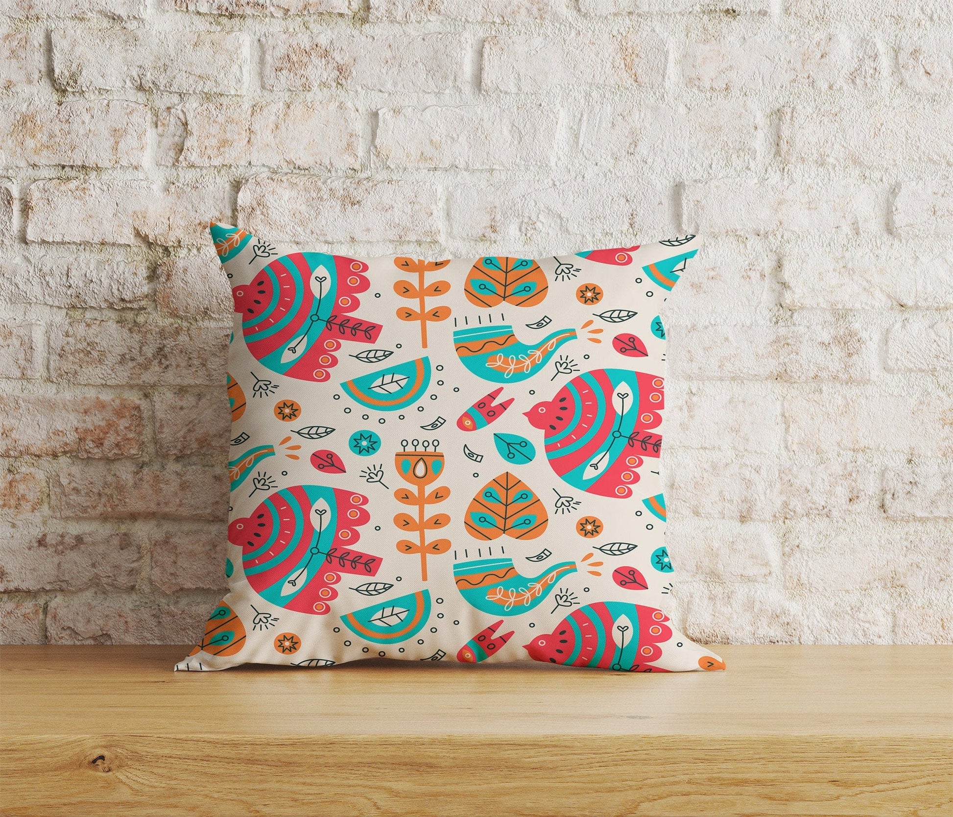 Onay Home Textile Cushion Covers 2 / 12 x 12 inch (30 x 30 cm) Double Side Nordic Abstraction Cushion Cover Ethnic Bird Pattern Throw