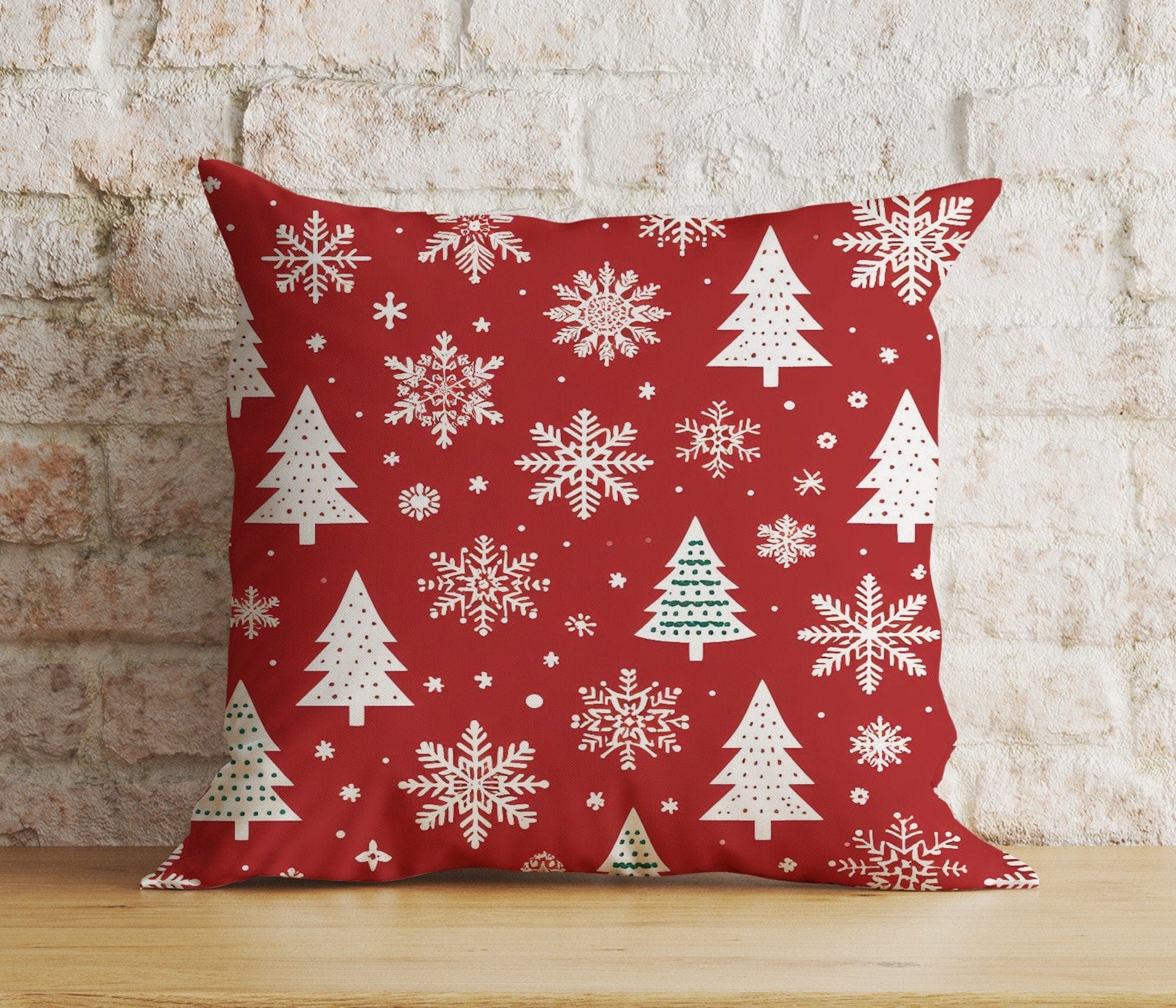 Onay 8 / 12 x 12 inch (30 x 30 cm) Double Side Nordic Xmas Red and Green Knitted Patterns Cushion Cover