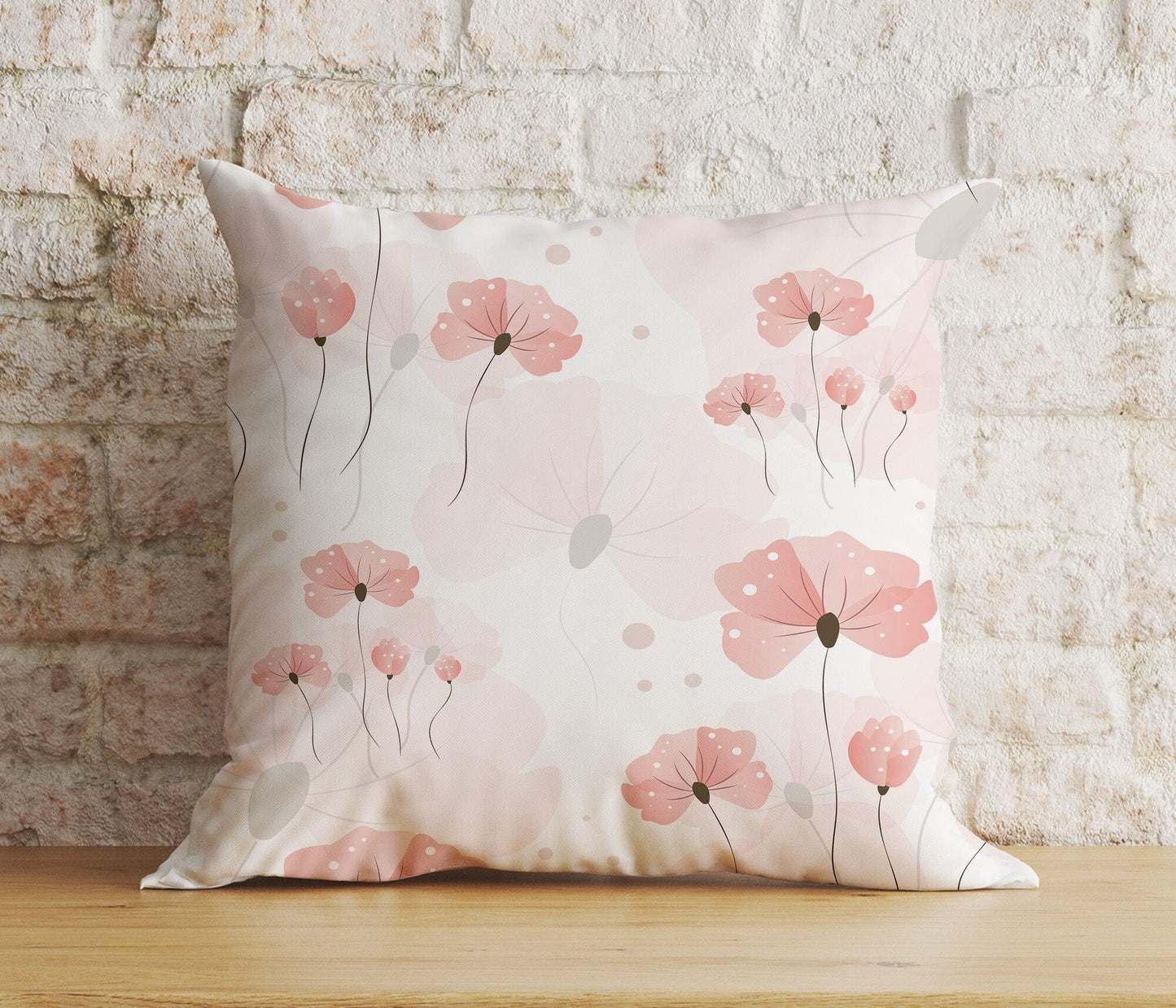 Onay Home Textile Cushion Covers 9 / 12 x 12 inch (30 x 30 cm) Double Side Nude Pink Floral Cushion Cover Farmhouse Pink Flower Cover
