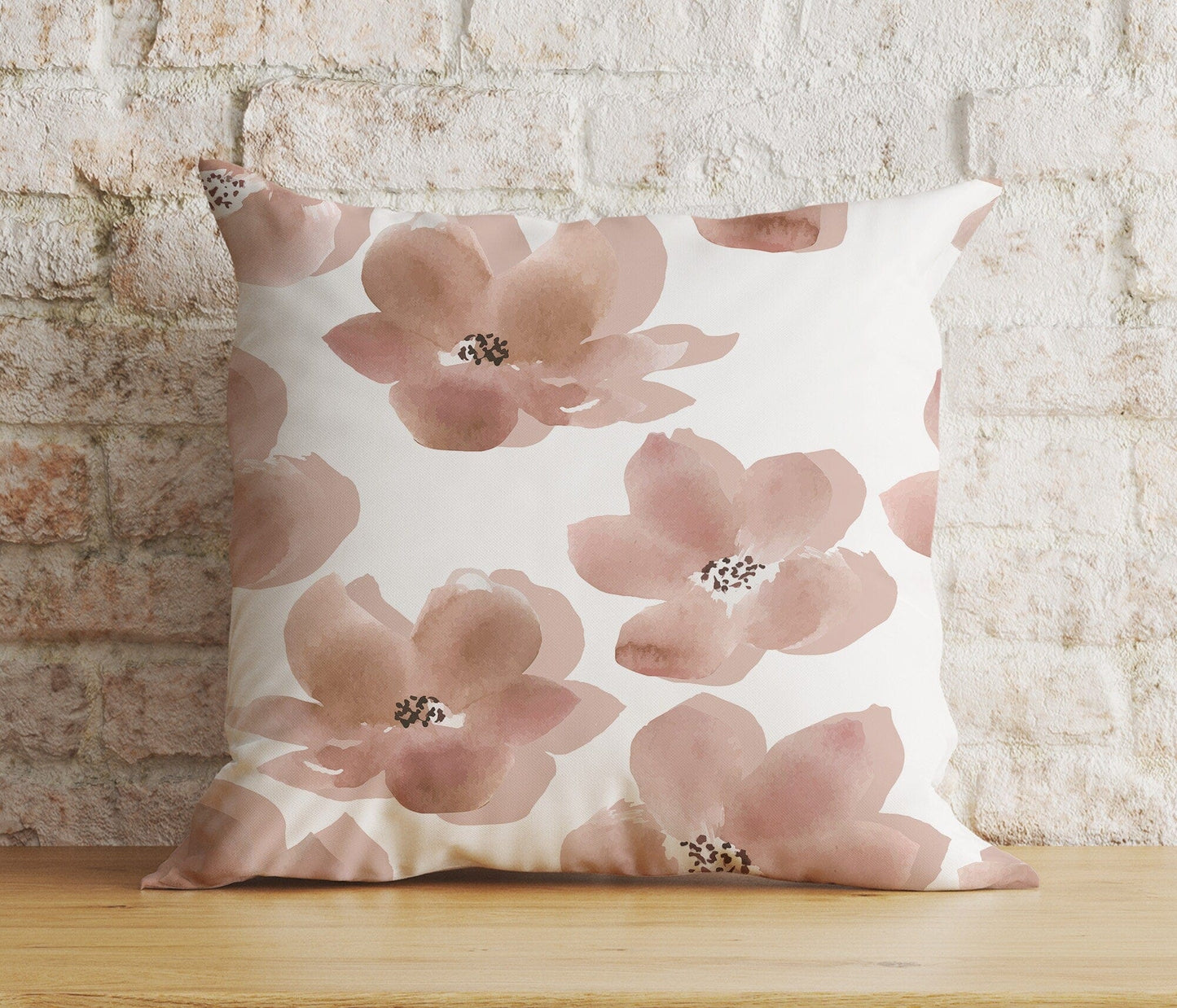 Onay Home Textile Cushion Covers 8 / 12 x 12 inch (30 x 30 cm) Double Side Nude Pink Floral Cushion Cover Farmhouse Pink Flower Cover