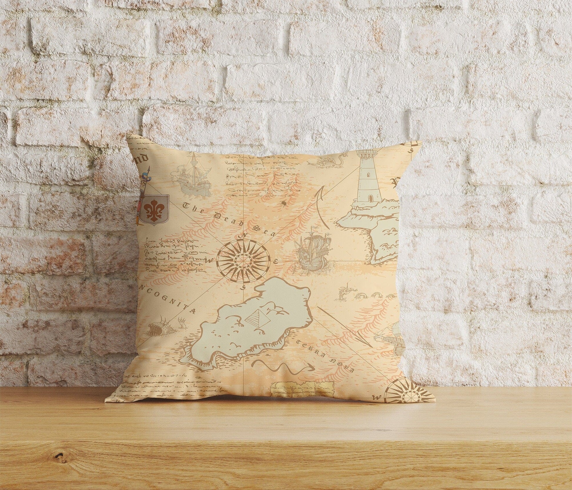 Onay Home Textile Cushion Covers 7 / 12 x 12 inch (30 x 30 cm) Double Side Old Map Antique Map World Home Decor Cushion Cover