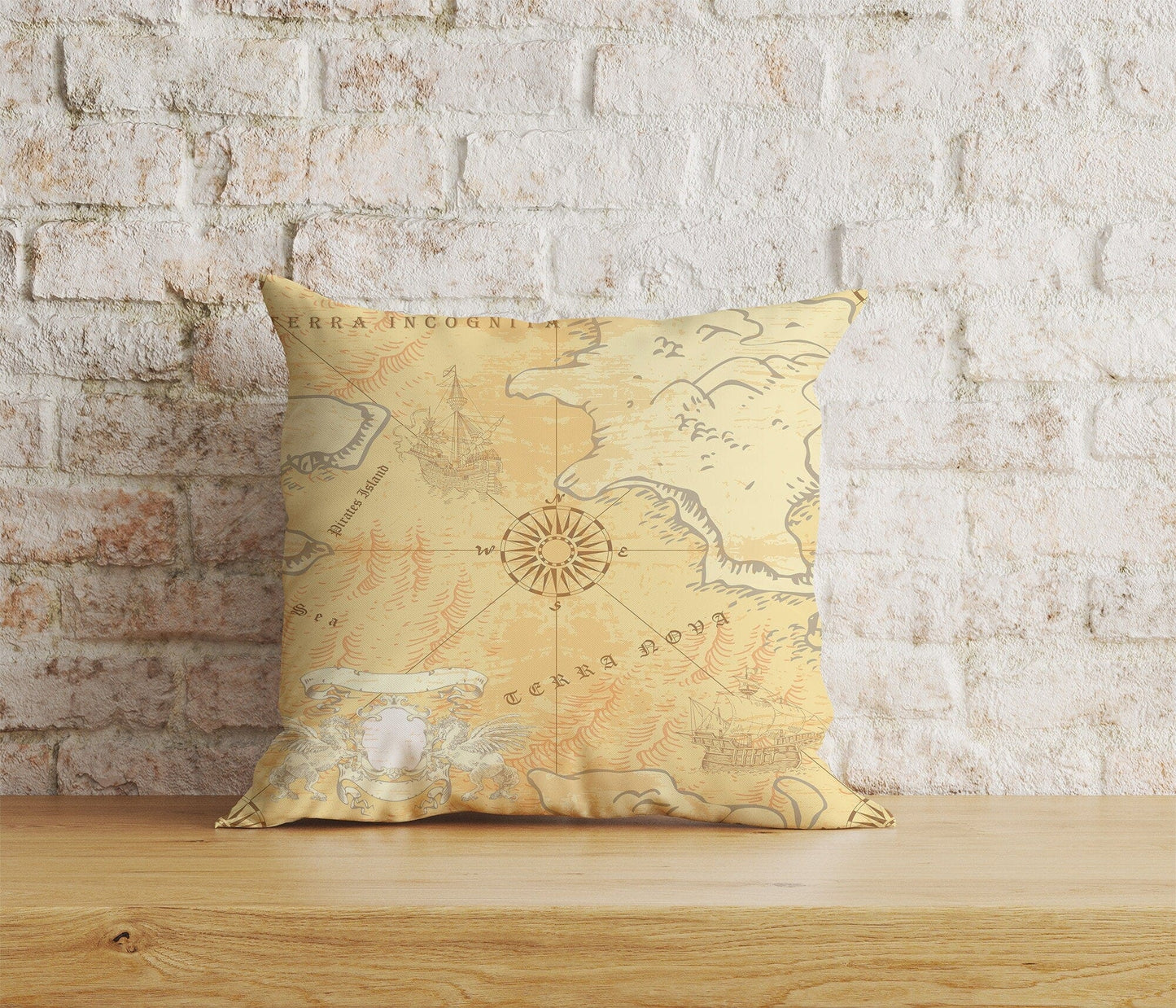 Onay Home Textile Cushion Covers 6 / 12 x 12 inch (30 x 30 cm) Double Side Old Map Antique Map World Home Decor Cushion Cover