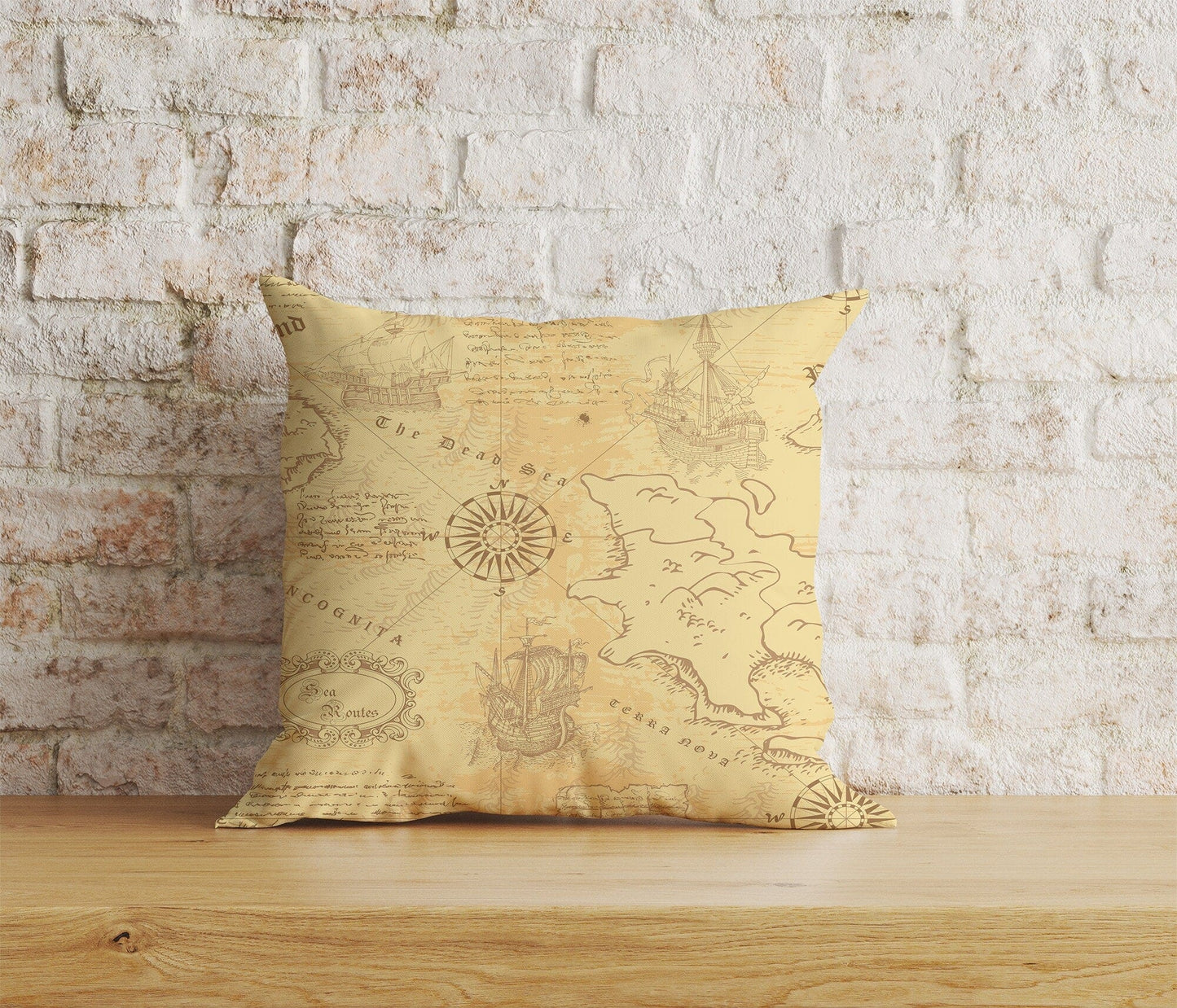 Onay Home Textile Cushion Covers 5 / 12 x 12 inch (30 x 30 cm) Double Side Old Map Antique Map World Home Decor Cushion Cover