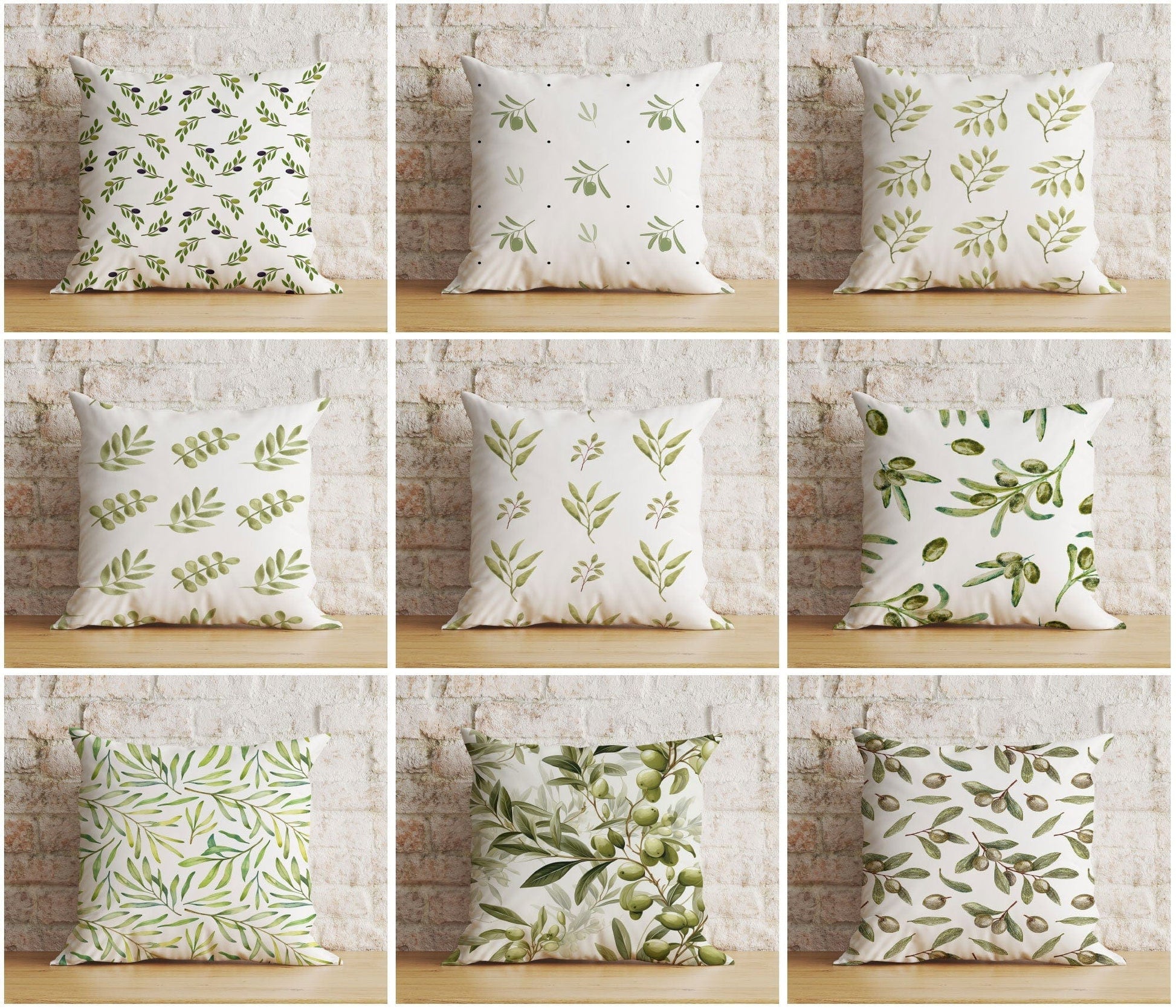 Onay Olive Leaf Olive Tree Green White Cushion Cover