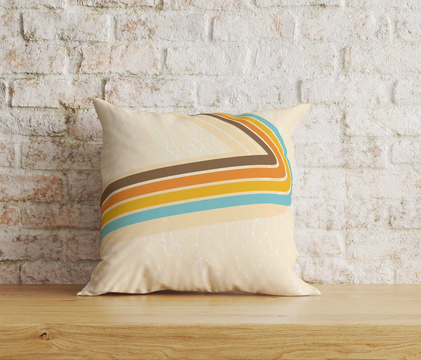 Onay Home Textile Cushion Covers 4 / 12 x 12 inch (30 x 30 cm) Double Side Orange and Green Retro Floral Striped Cushion Covers