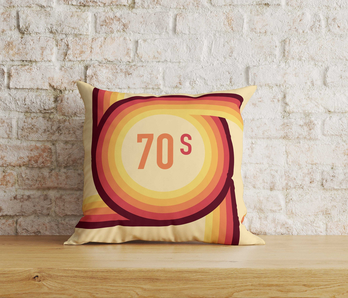 Onay Home Textile Cushion Covers 2 / 12 x 12 inch (30 x 30 cm) Double Side Orange and Green Retro Floral Striped Cushion Covers
