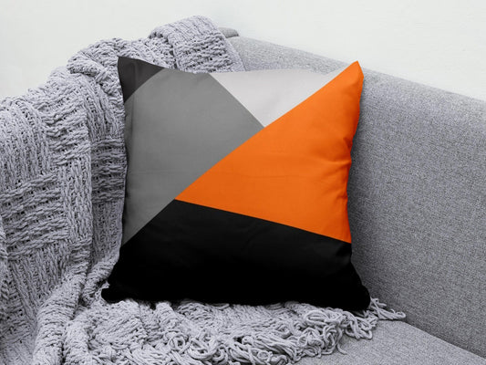 Onay 1 / 12 x 12 inch (30 x 30 cm) Orange Green Abstract Modern Striped Cushion Cover