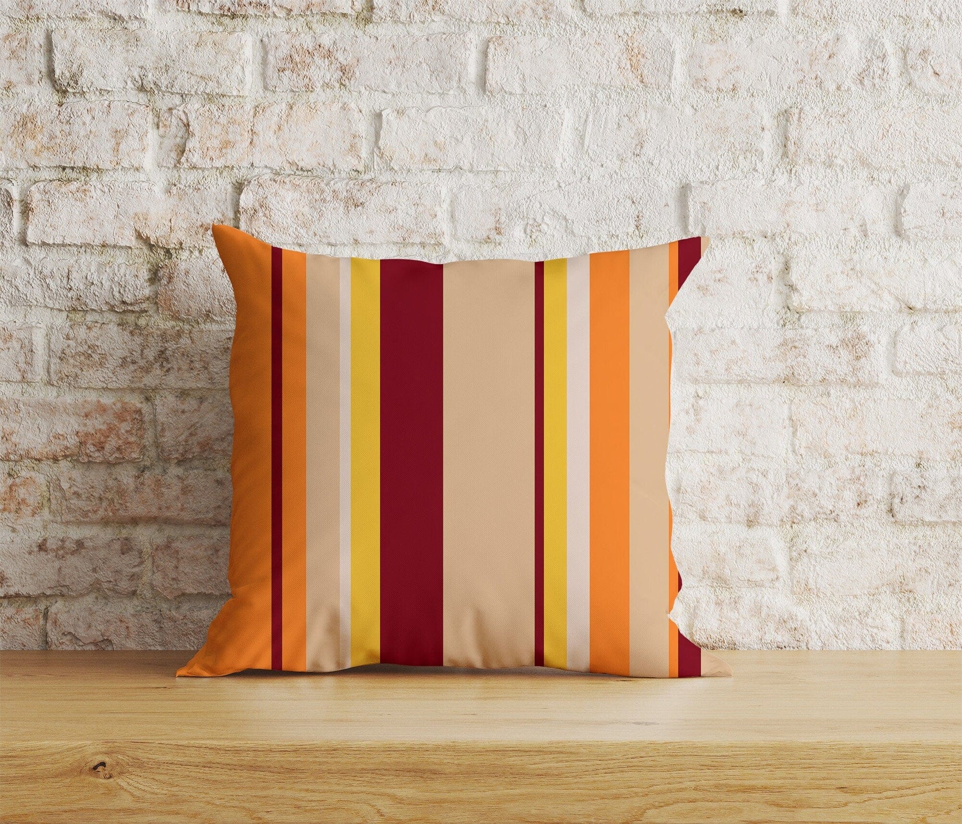 Onay Home Textile Cushion Covers 4 / 12 x 12 inch (30 x 30 cm) Double Side Orange Stripe Cushion Cover Line Throw Cushions