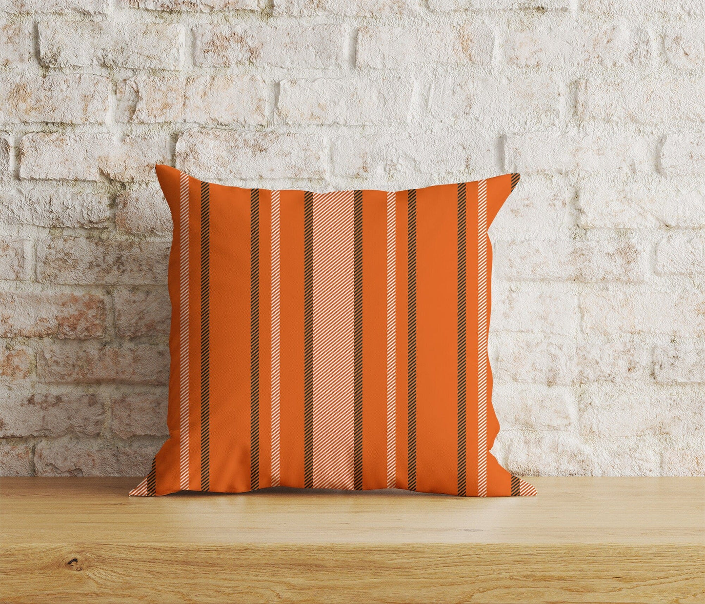 Onay Home Textile Cushion Covers 3 / 12 x 12 inch (30 x 30 cm) Double Side Orange Stripe Cushion Cover Line Throw Cushions