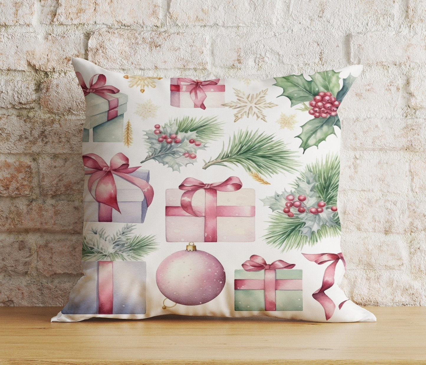 Onay 8 / 12 x 12 inch (30 x 30 cm) Double Side Ornament Xmas Tree Christmas Colorful Festive Cushion Cover