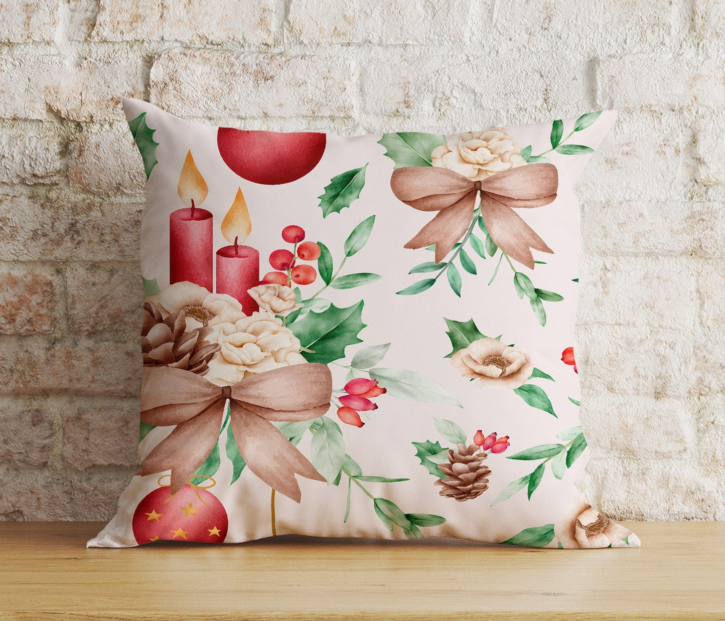 Onay 7 / 12 x 12 inch (30 x 30 cm) Double Side Ornament Xmas Tree Christmas Colorful Festive Cushion Cover
