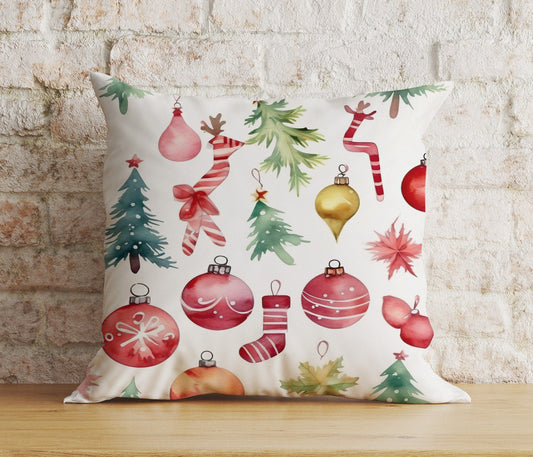 Onay 1 / 12 x 12 inch (30 x 30 cm) Double Side Ornament Xmas Tree Christmas Colorful Festive Cushion Cover