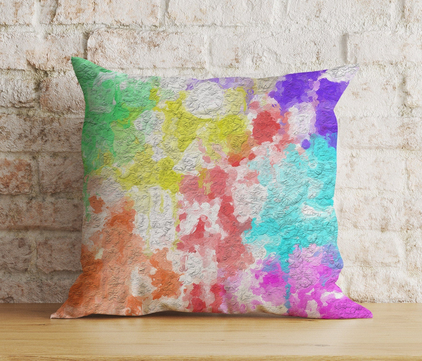 Onay 2 / 12 x 12 inch (30 x 30 cm) Double Side Paint Effect Brushed Stroke Abstract Cushion Cover