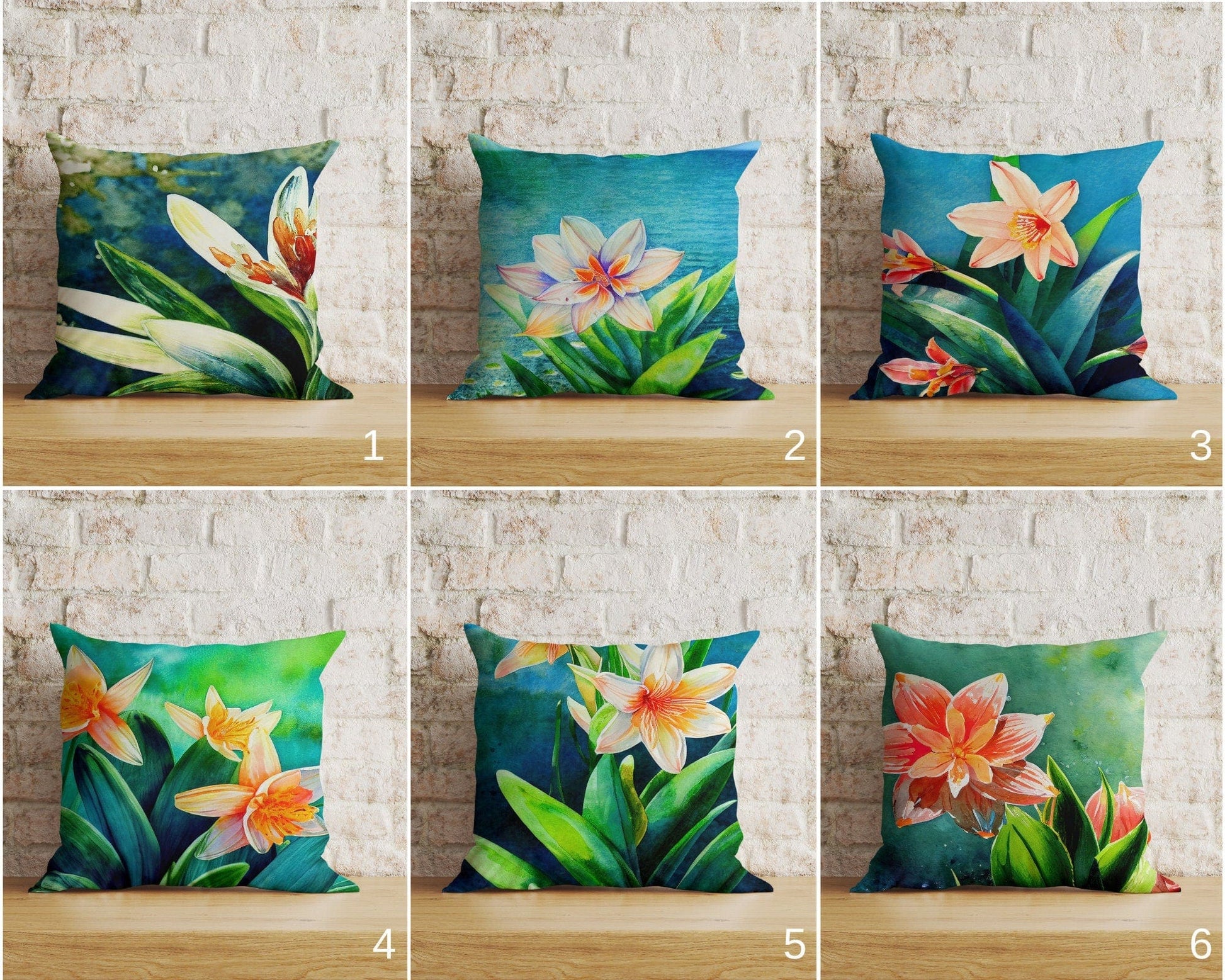 Onay Home Textile Cushion Covers Painting Flowers Cushion Covers Floral Lilies Pillow Case