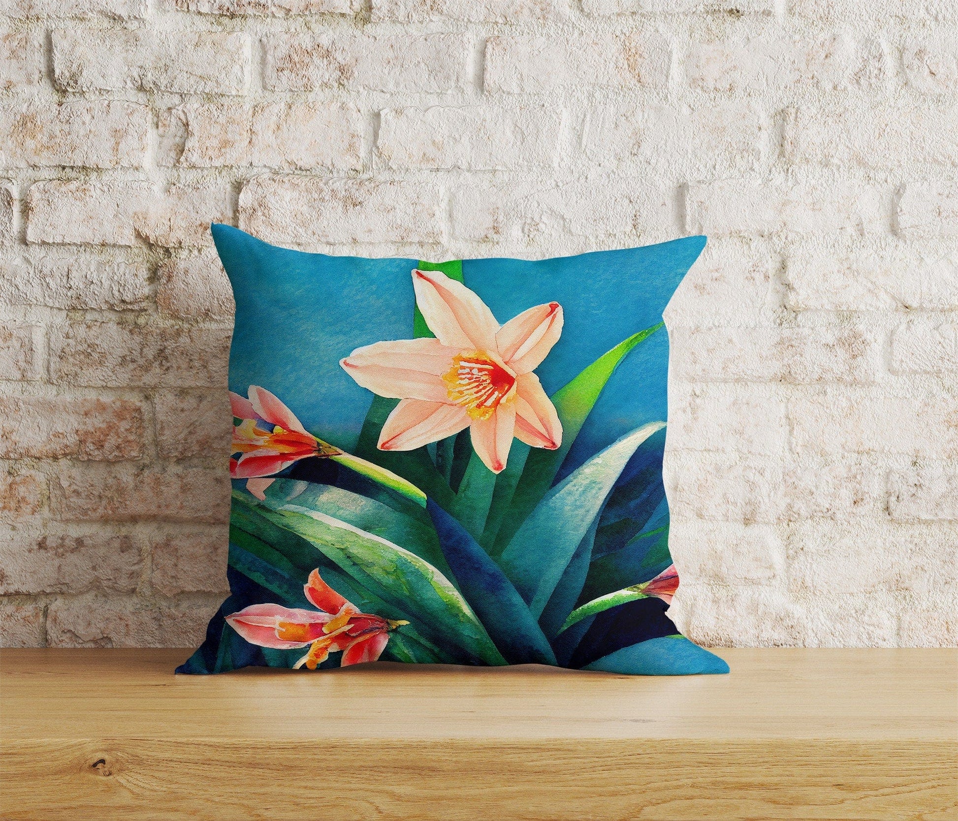 Onay Home Textile Cushion Covers 3 / 12 x 12 inch (30 x 30 cm) Double Side Painting Flowers Cushion Covers Floral Lilies Pillow Case