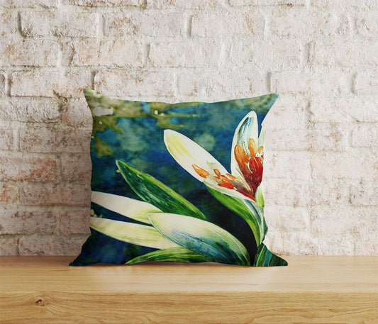 Onay Home Textile Cushion Covers 1 / 12 x 12 inch (30 x 30 cm) Double Side Painting Flowers Cushion Covers Floral Lilies Pillow Case