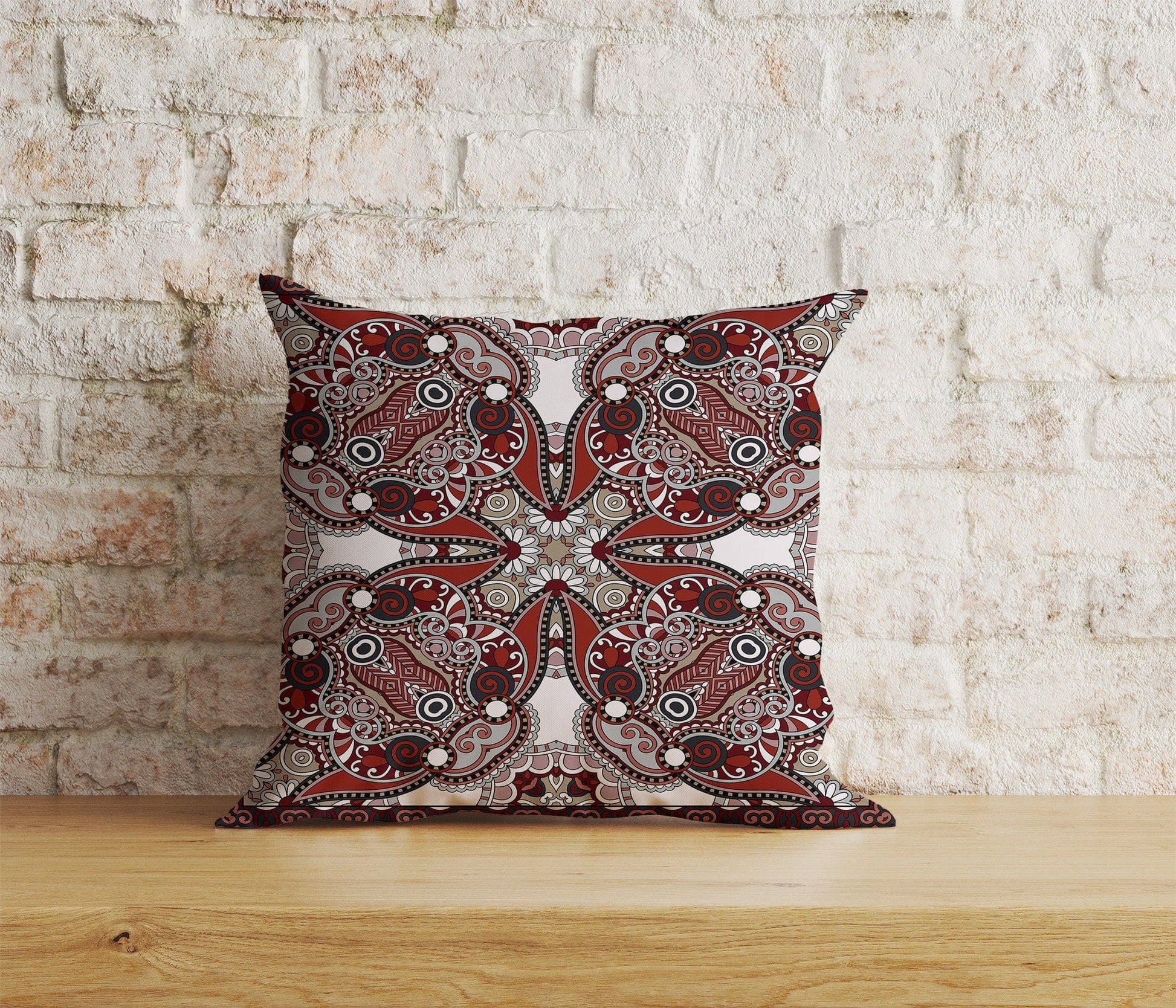Onay Home Textile 4 / 12 x 12 inch (30 x 30 cm) Double Side Paisley Bandana Cushion Cover Red & White Paisley Bandana