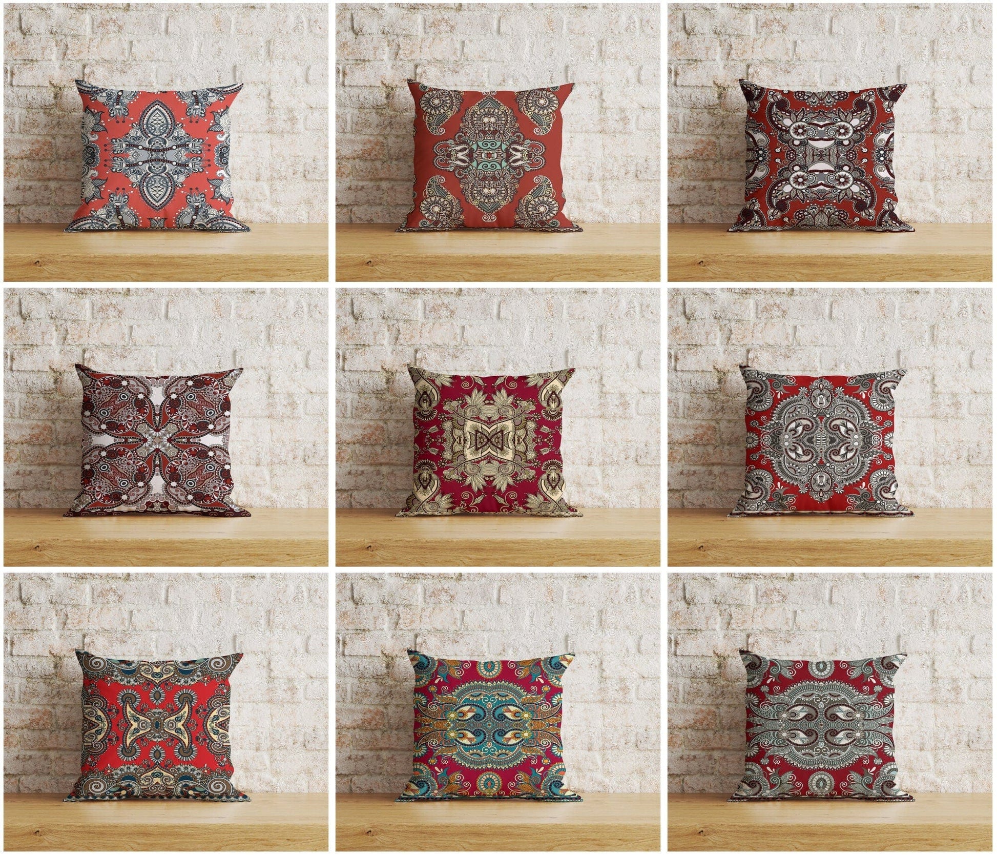 Onay Home Textile Paisley Bandana Cushion Cover Red & White Paisley Bandana
