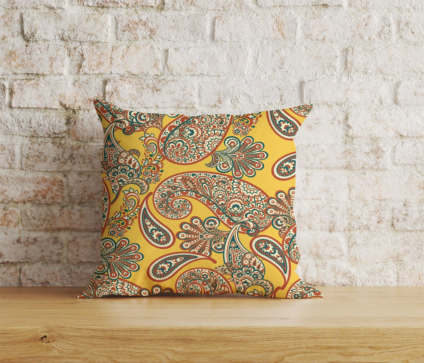Onay Home Textile Cushion Covers 9 / 12 x 12 inch (30 x 30 cm) Double Side Paisley Cushion Cover Pink & Orange Countryside Inspired