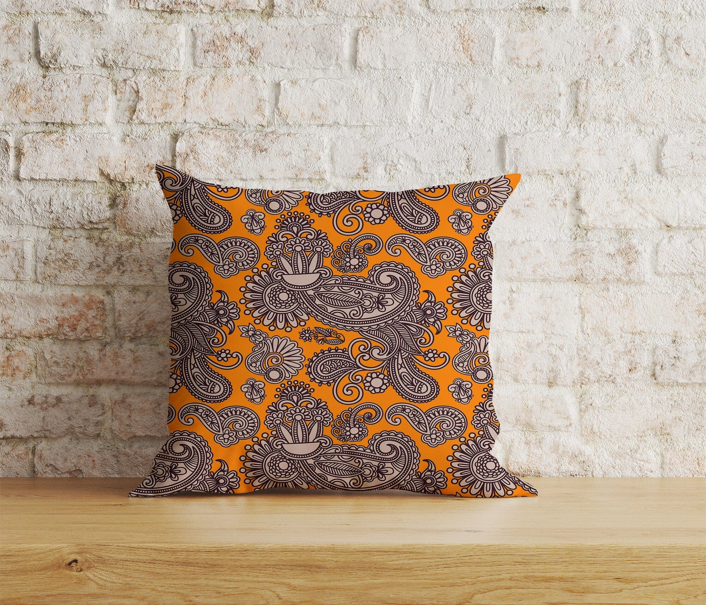 Onay Home Textile Cushion Covers 8 / 12 x 12 inch (30 x 30 cm) Double Side Paisley Cushion Cover Pink & Orange Countryside Inspired