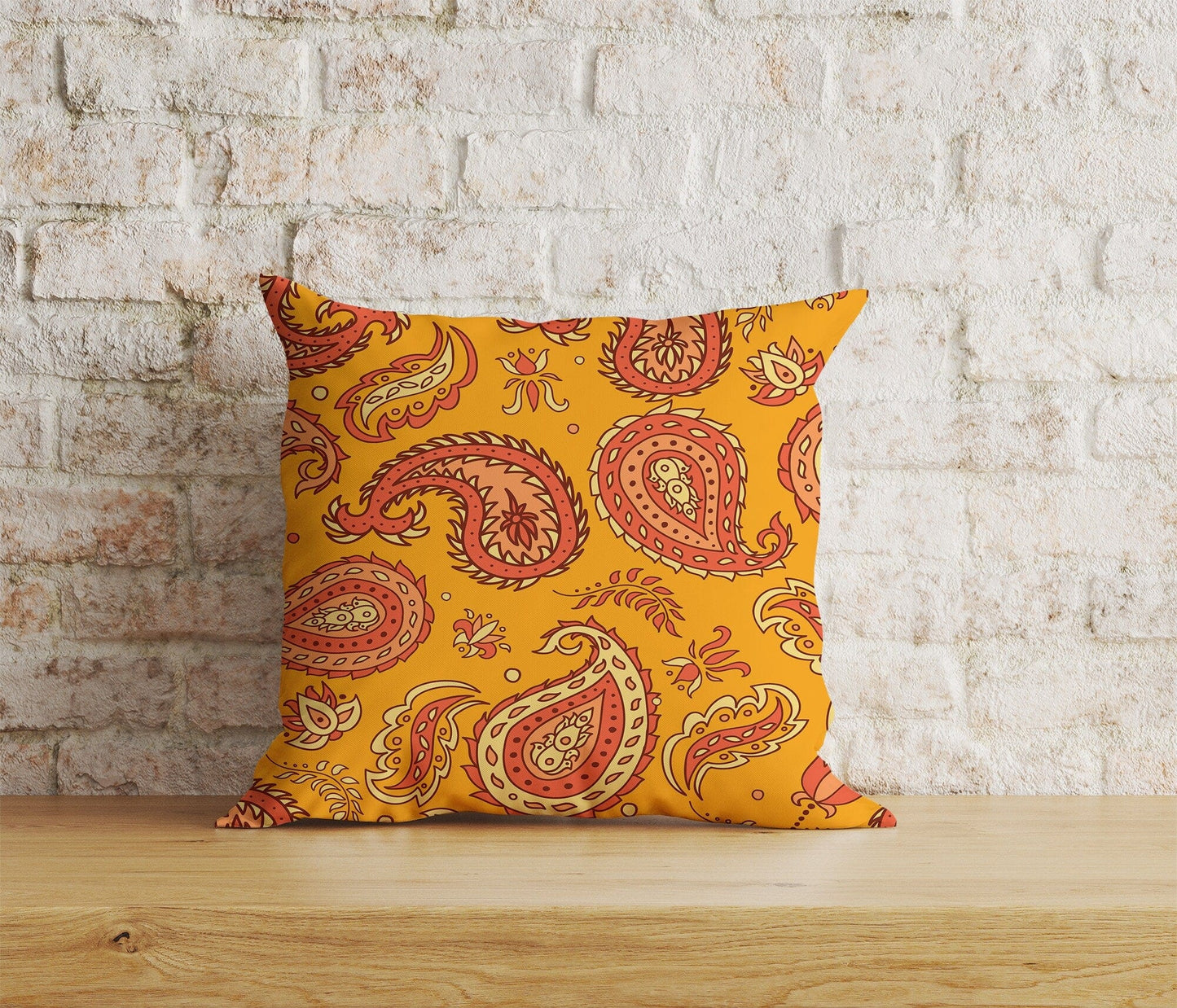 Onay Home Textile Cushion Covers 7 / 12 x 12 inch (30 x 30 cm) Double Side Paisley Cushion Cover Pink & Orange Countryside Inspired