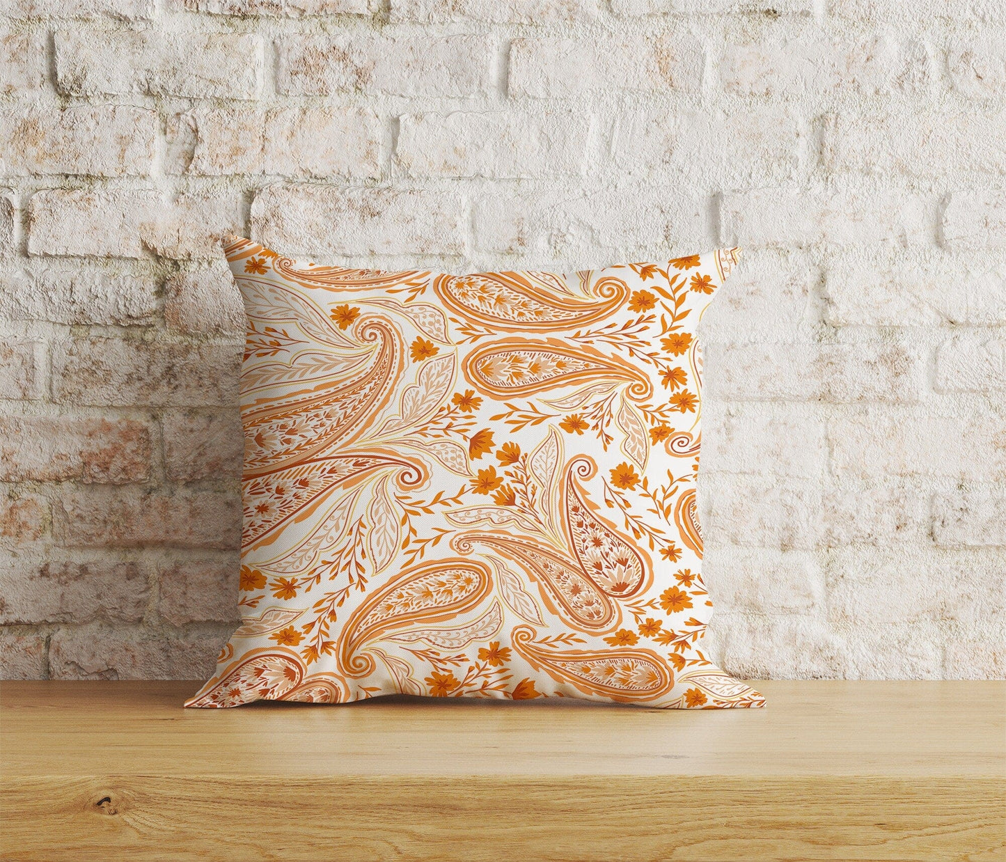 Onay Home Textile Cushion Covers 6 / 12 x 12 inch (30 x 30 cm) Double Side Paisley Cushion Cover Pink & Orange Countryside Inspired