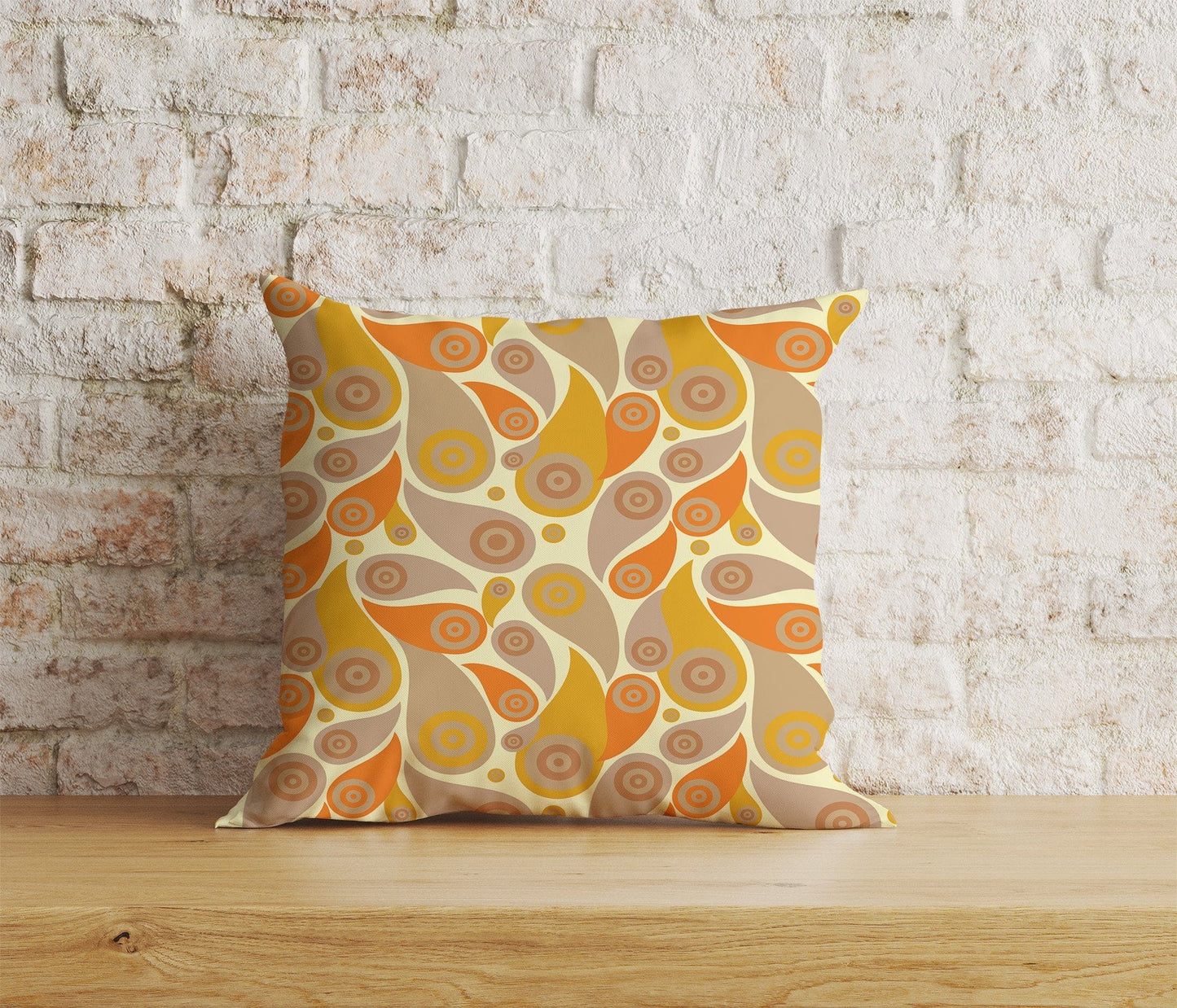 Onay Home Textile Cushion Covers 4 / 12 x 12 inch (30 x 30 cm) Double Side Paisley Cushion Cover Pink & Orange Countryside Inspired