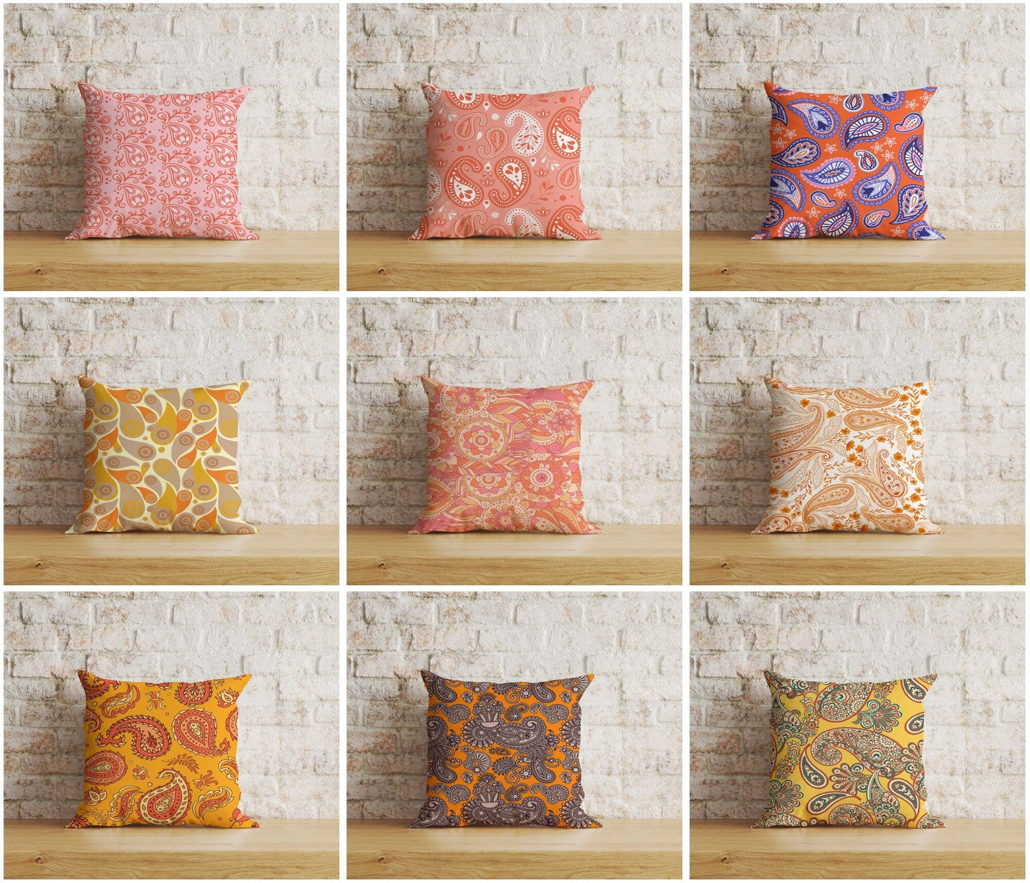 Onay Home Textile Cushion Covers Paisley Cushion Cover Pink & Orange Countryside Inspired