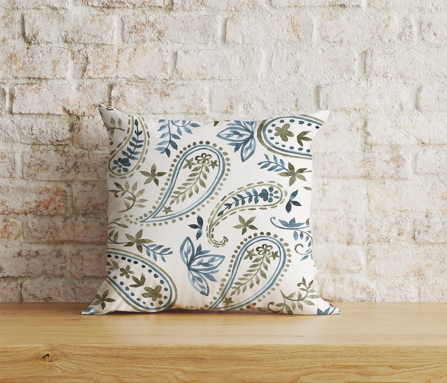 Onay Home Textile Cushion Covers 7 / 12 x 12 inch (30 x 30 cm) Double Side Paisley Print Pillow Cover Blue Turquoise & Pink Vintage
