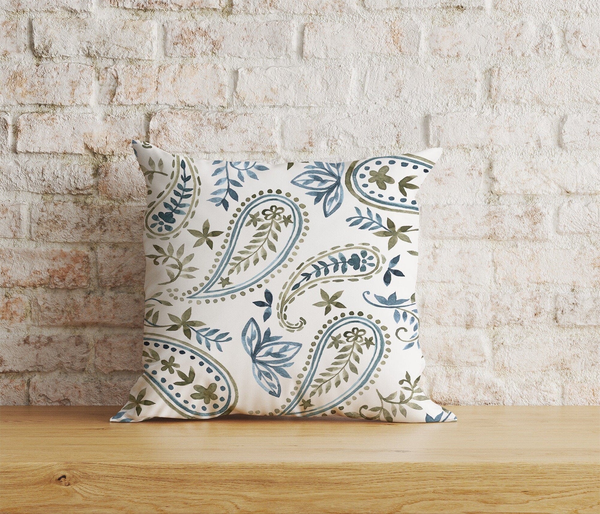 Onay Home Textile Cushion Covers 7 / 12 x 12 inch (30 x 30 cm) Double Side Paisley Print Pillow Cover Blue Turquoise & Pink Vintage