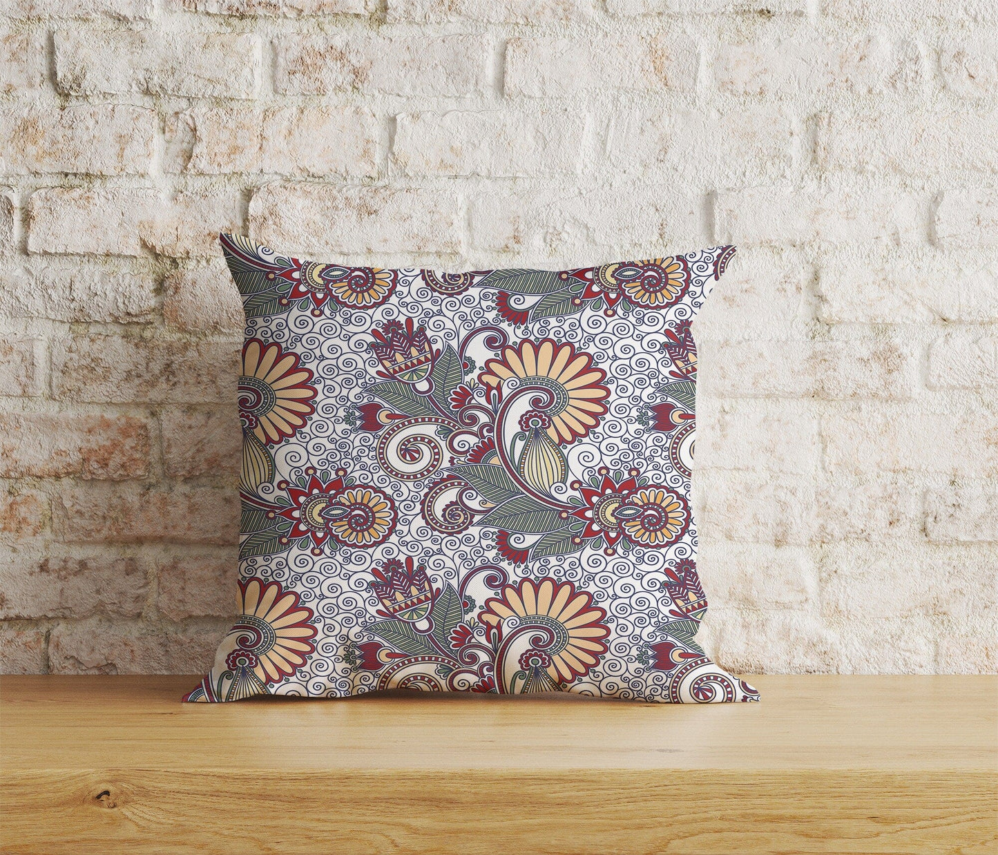 Onay Home Textile Cushion Covers 6 / 12 x 12 inch (30 x 30 cm) Double Side Paisley Print Pillow Cover Blue Turquoise & Pink Vintage