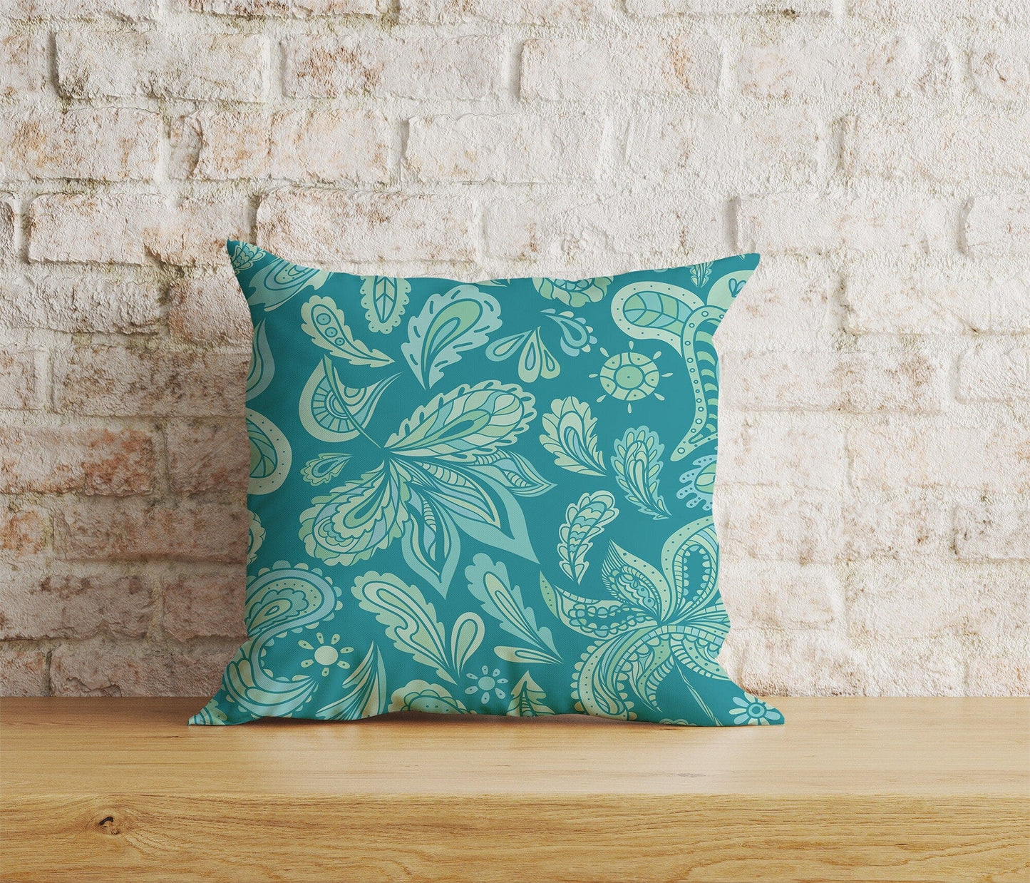 Onay Home Textile Cushion Covers 3 / 12 x 12 inch (30 x 30 cm) Double Side Paisley Print Pillow Cover Blue Turquoise & Pink Vintage