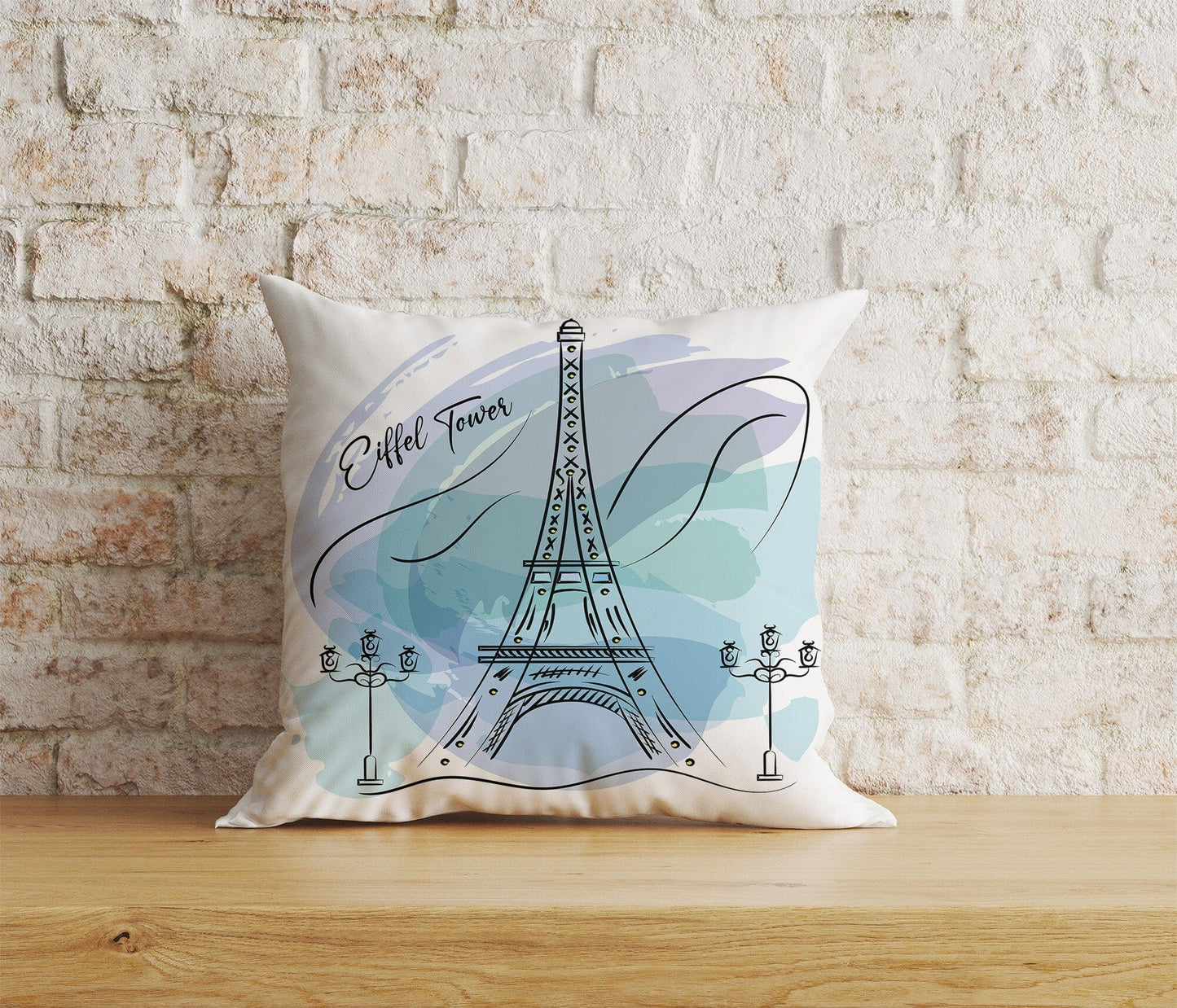 Onay Home Textile Cushion Covers 9 / 12 x 12 inch (30 x 30 cm) Double Side Paris Eiffel Tower Cushion Cover Abstract Paris Pillow Cover