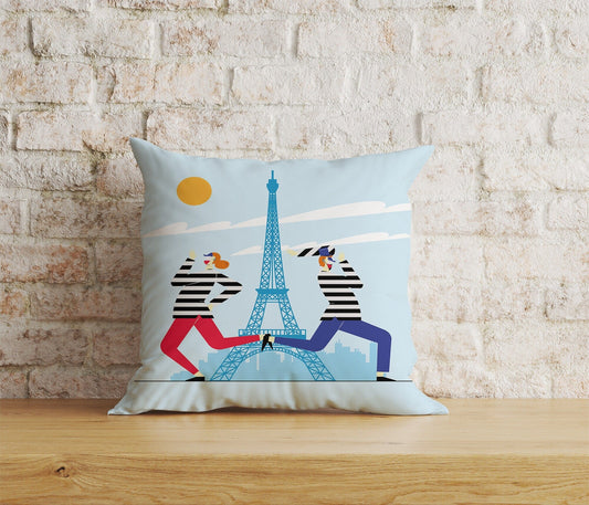 Onay Home Textile Cushion Covers 1 / 12 x 12 inch (30 x 30 cm) Double Side Paris Eiffel Tower Cushion Cover Abstract Paris Pillow Cover