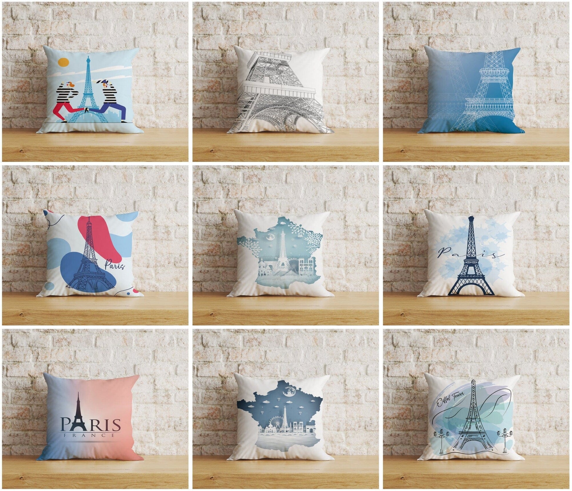 Onay Home Textile Cushion Covers Paris Eiffel Tower Cushion Cover Abstract Paris Pillow Cover