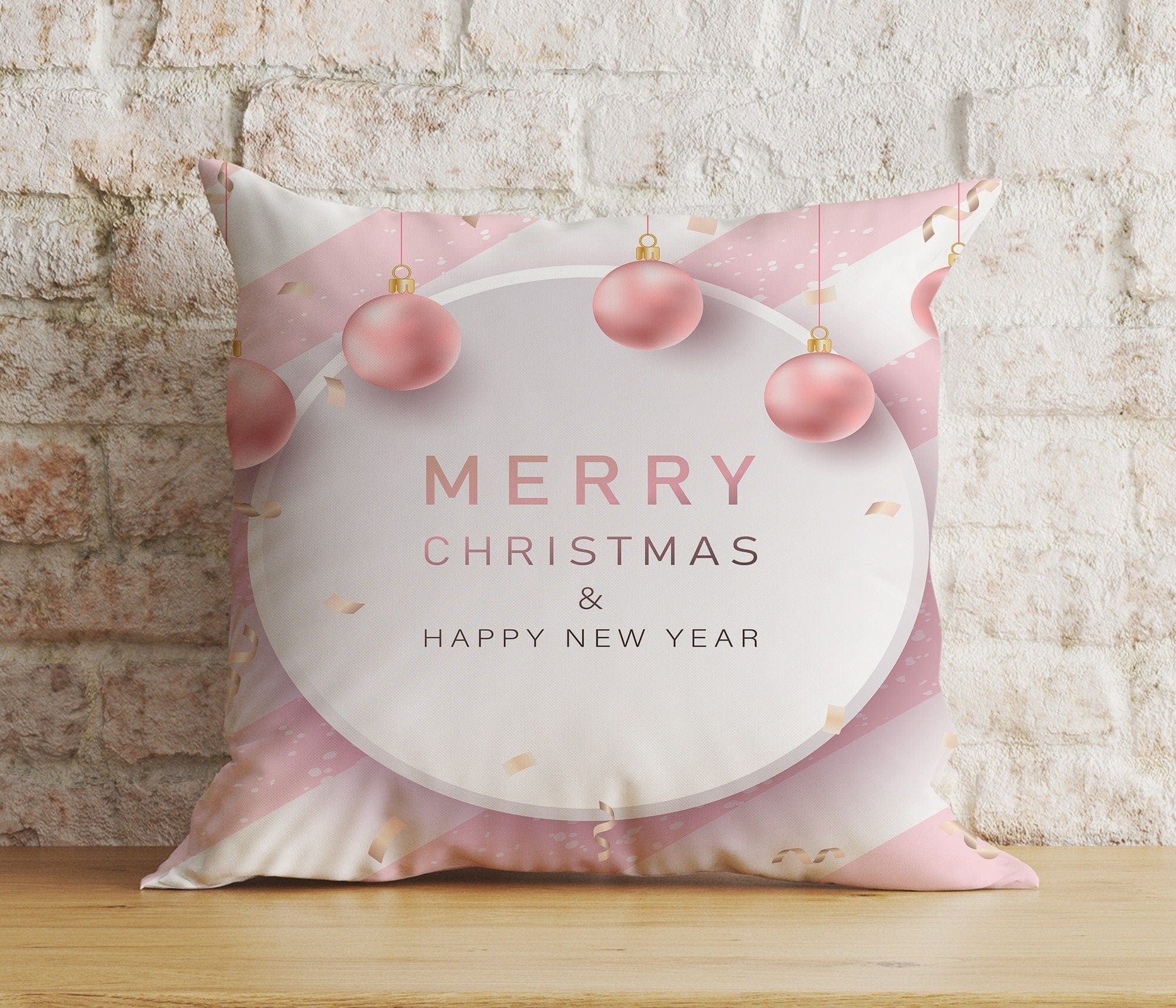 Onay 8 / 12 x 12 inch (30 x 30 cm) Double Side Pastel Merry Christmas Decor Soft Pink Cushion Cover