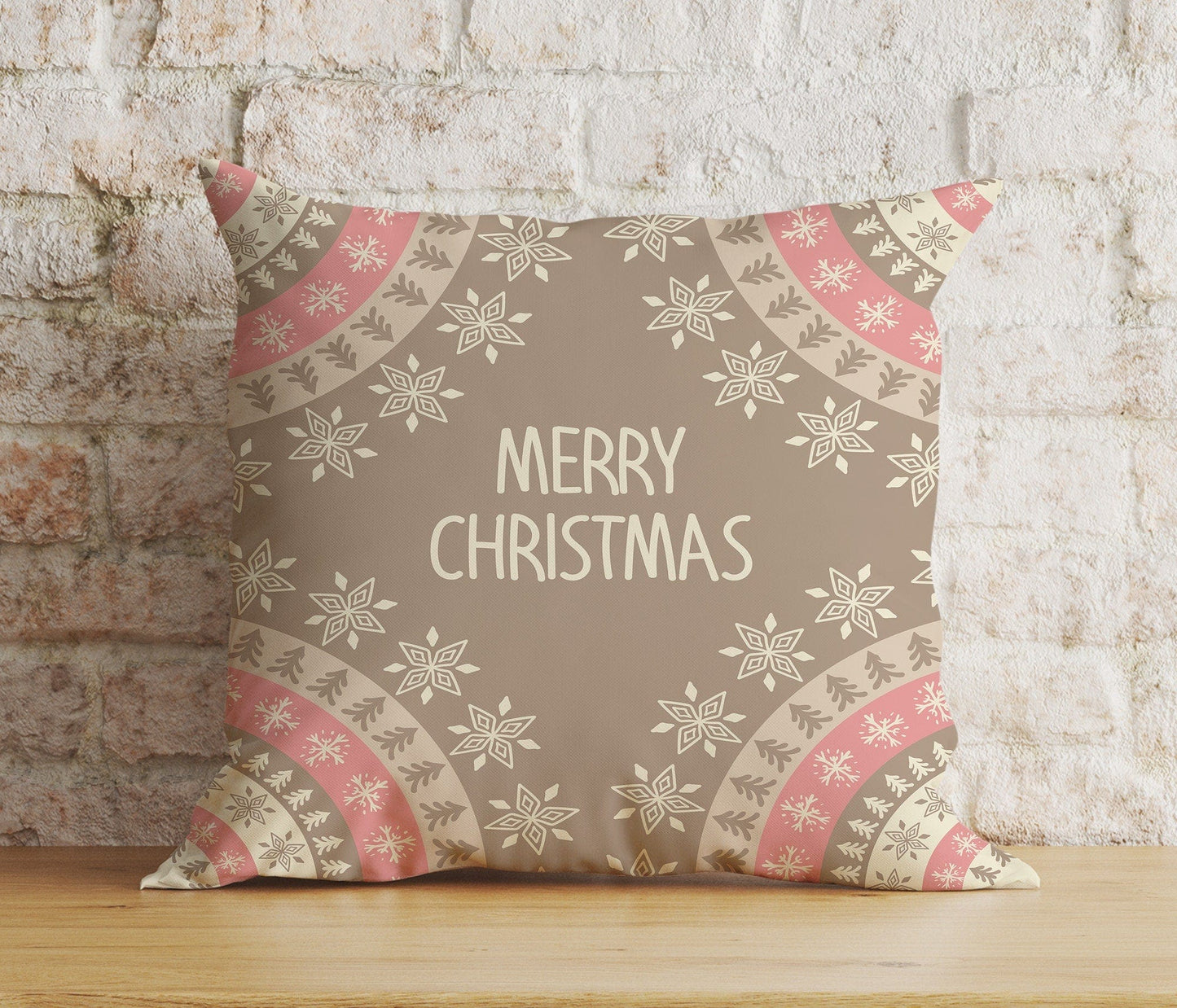 Onay 6 / 12 x 12 inch (30 x 30 cm) Double Side Pastel Merry Christmas Decor Soft Pink Cushion Cover