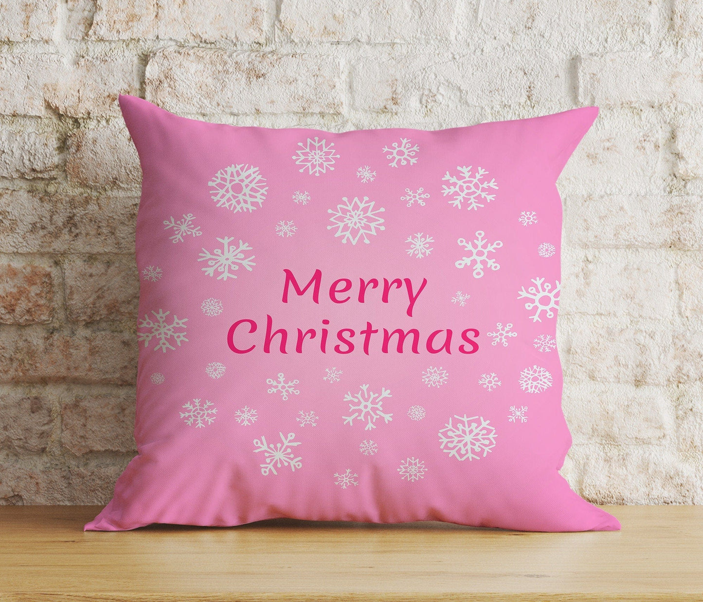 Onay 2 / 12 x 12 inch (30 x 30 cm) Double Side Pastel Merry Christmas Decor Soft Pink Cushion Cover
