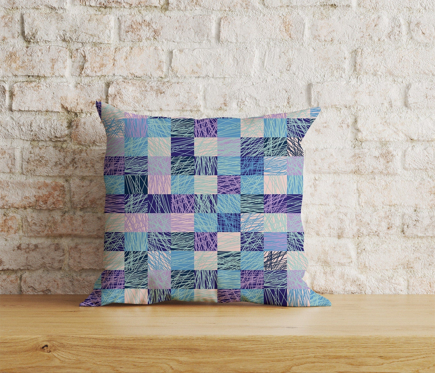 Onay Home Textile Cushion Covers 7 / 12 x 12 inch (30 x 30 cm) Double Side Patchwork Cushion Cover Colorful Blocked Patchwork Cushions