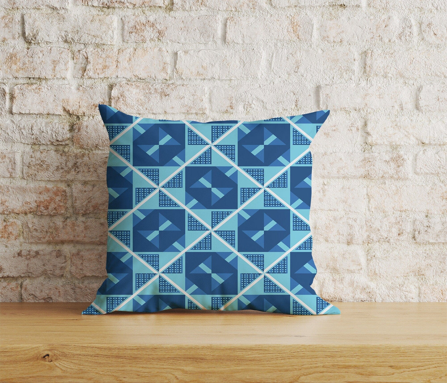 Onay Home Textile Cushion Covers 8 / 12 x 12 inch (30 x 30 cm) Double Side Patchwork Geometric Cushion Covers Checkered & Triangle