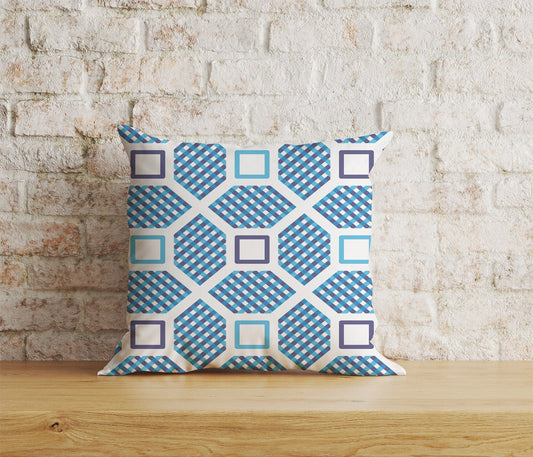 Onay Home Textile Cushion Covers 1 / 12 x 12 inch (30 x 30 cm) Double Side Patchwork Geometric Cushion Covers Checkered & Triangle