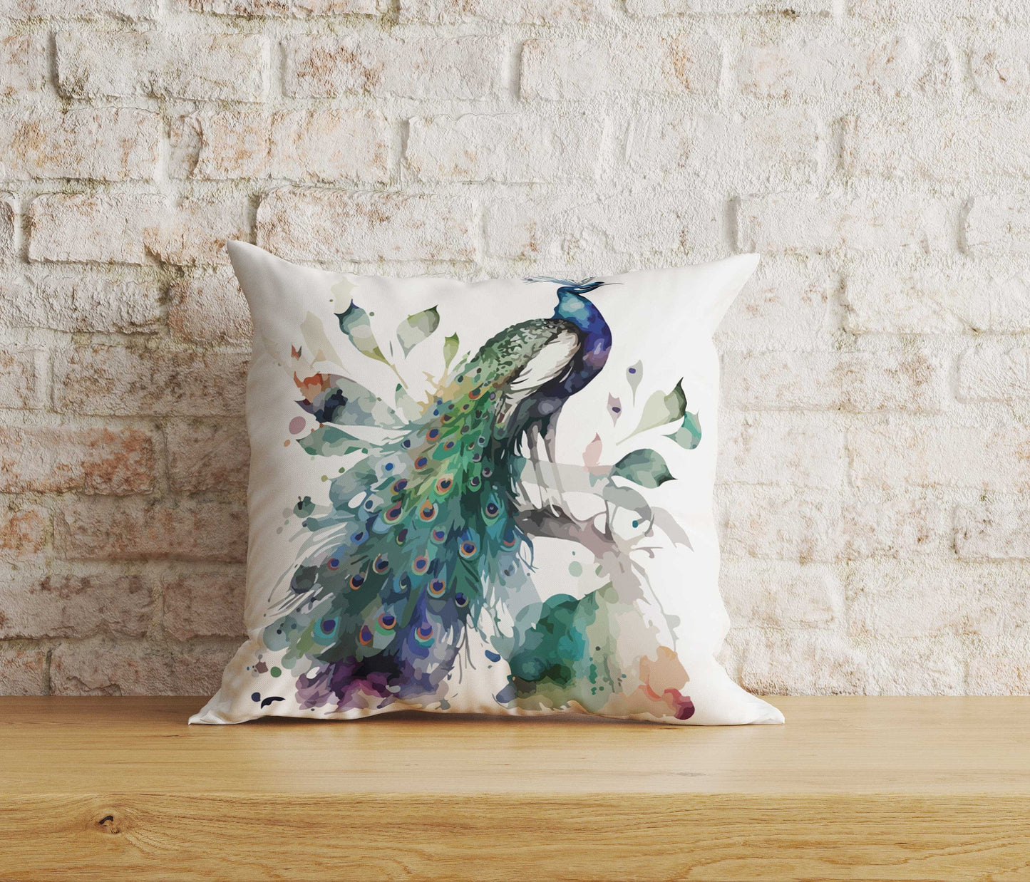 Onay Home Textile Cushion Covers 2 / 12 x 12 inch (30 x 30 cm) Double Side Peacock Cushion Covers Bird Feather Pillowcase Feather Decor