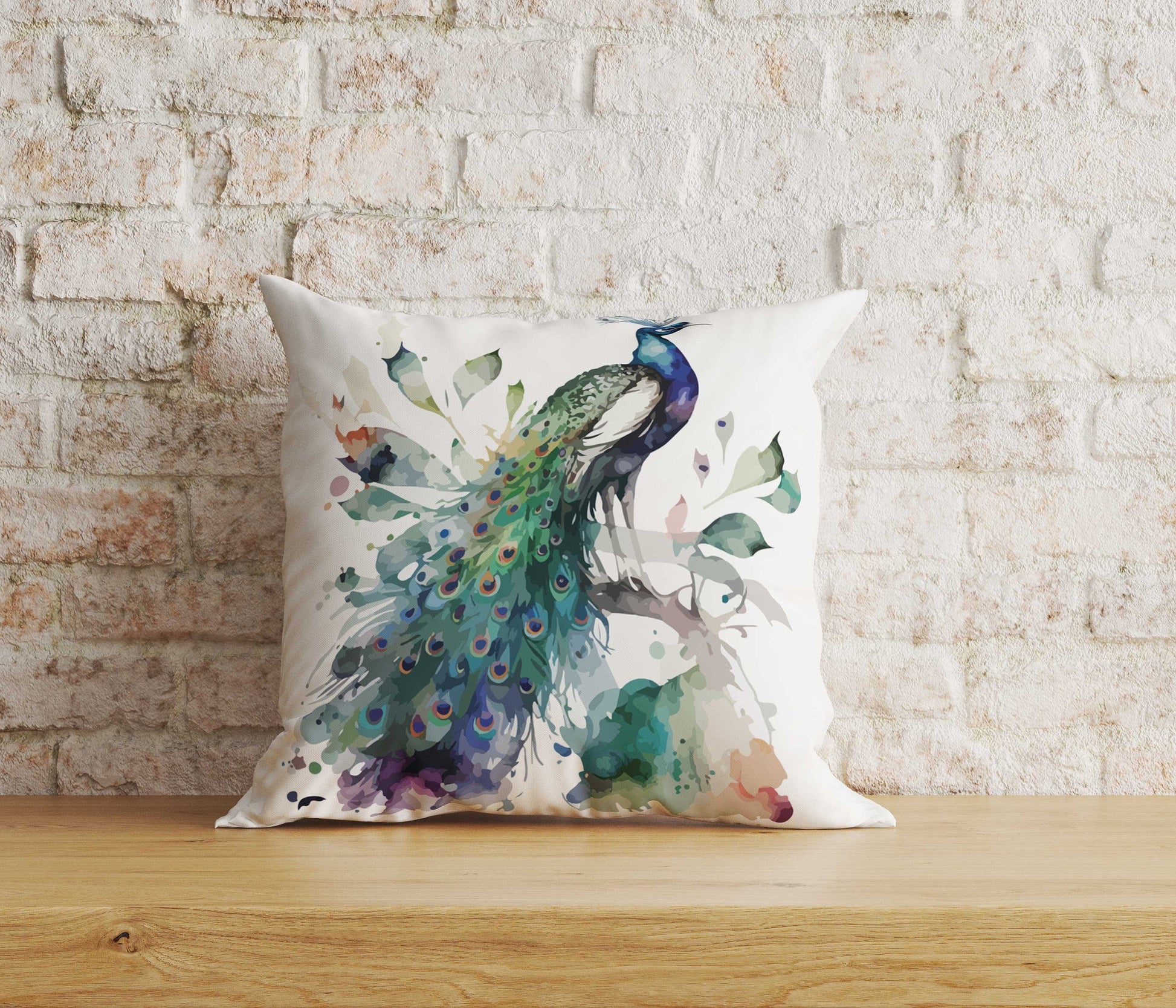 Onay Home Textile Cushion Covers 2 / 12 x 12 inch (30 x 30 cm) Double Side Peacock Cushion Covers Bird Feather Pillowcase Feather Decor