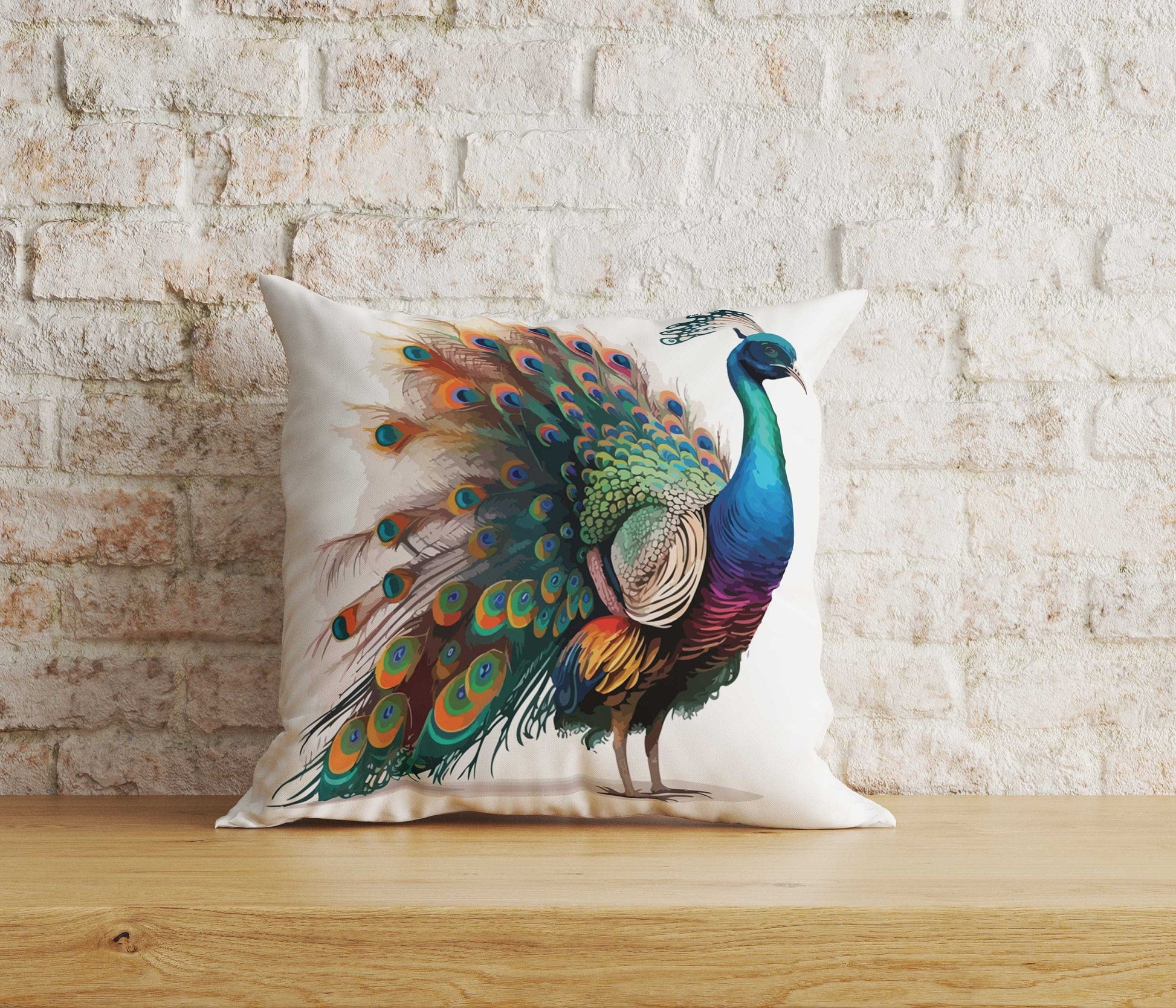 Onay Home Textile Cushion Covers 1 / 12 x 12 inch (30 x 30 cm) Double Side Peacock Cushion Covers Bird Feather Pillowcase Feather Decor