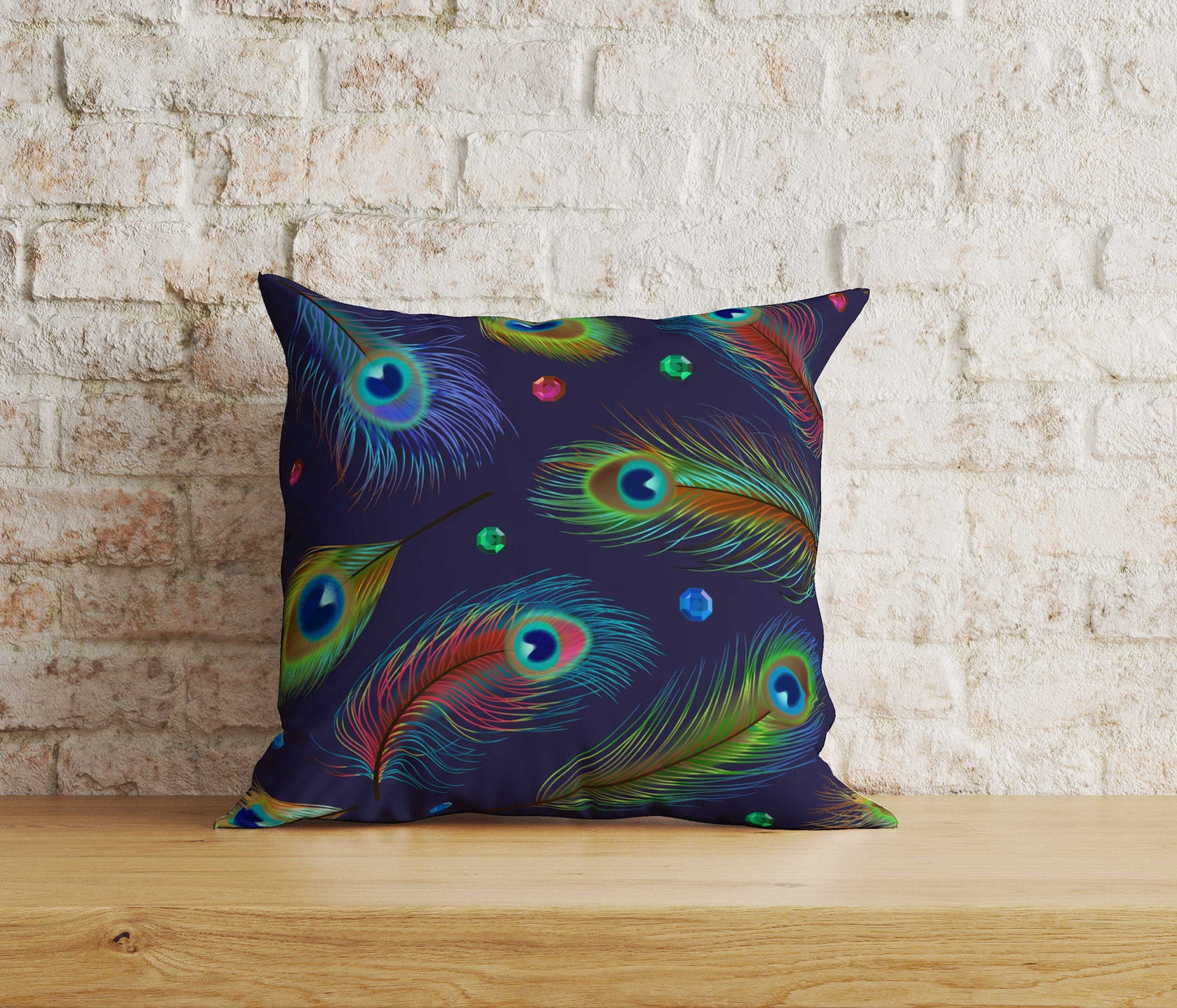 Onay Home Textile Cushion Covers 5 / 12 x 12 inch (30 x 30 cm) Double Side Peacock Cushion Covers Peacock Throw Cushions Peafowl