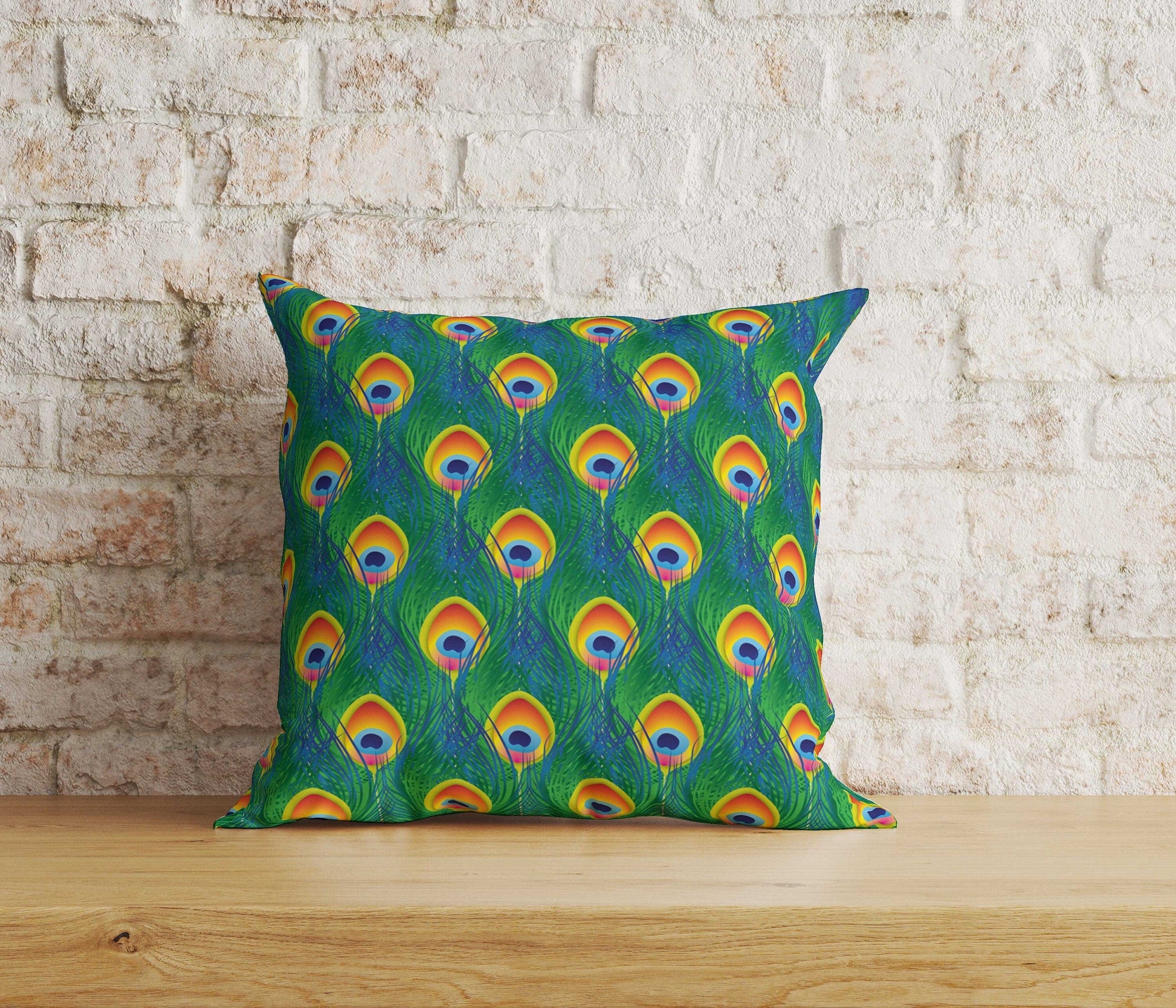 Onay Home Textile Cushion Covers 2 / 12 x 12 inch (30 x 30 cm) Double Side Peacock Cushion Covers Peacock Throw Cushions Peafowl