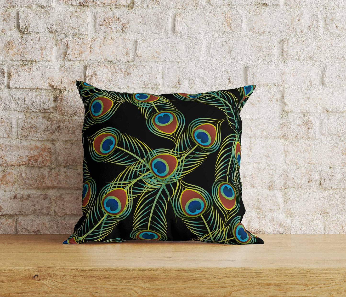 Onay Home Textile Cushion Covers 1 / 12 x 12 inch (30 x 30 cm) Double Side Peacock Cushion Covers Peacock Throw Cushions Peafowl