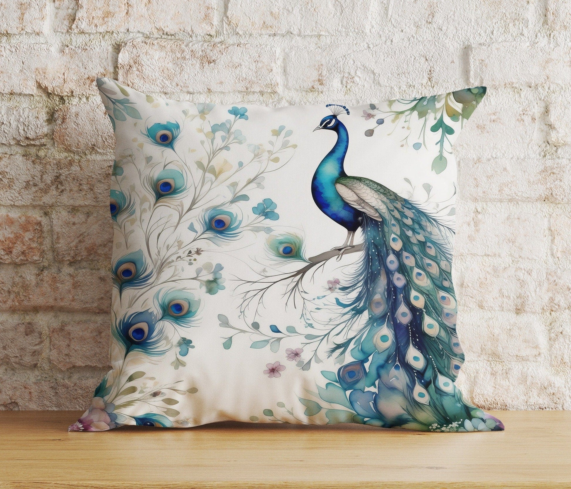 Onay Home Textile Cushion Covers 3 / 12 x 12 inch (30 x 30 cm) Double Side Peacock Pillow Cover Bird Feather Colorful Cushion Covers